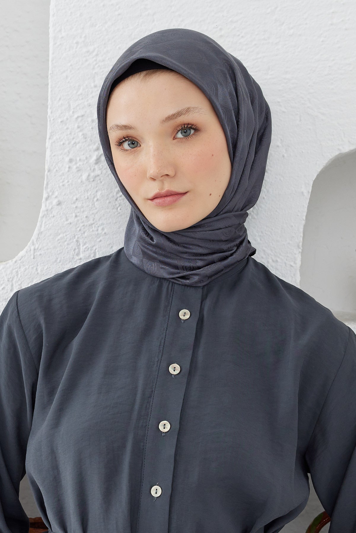 Dama Desen Eşarp - Antrasit