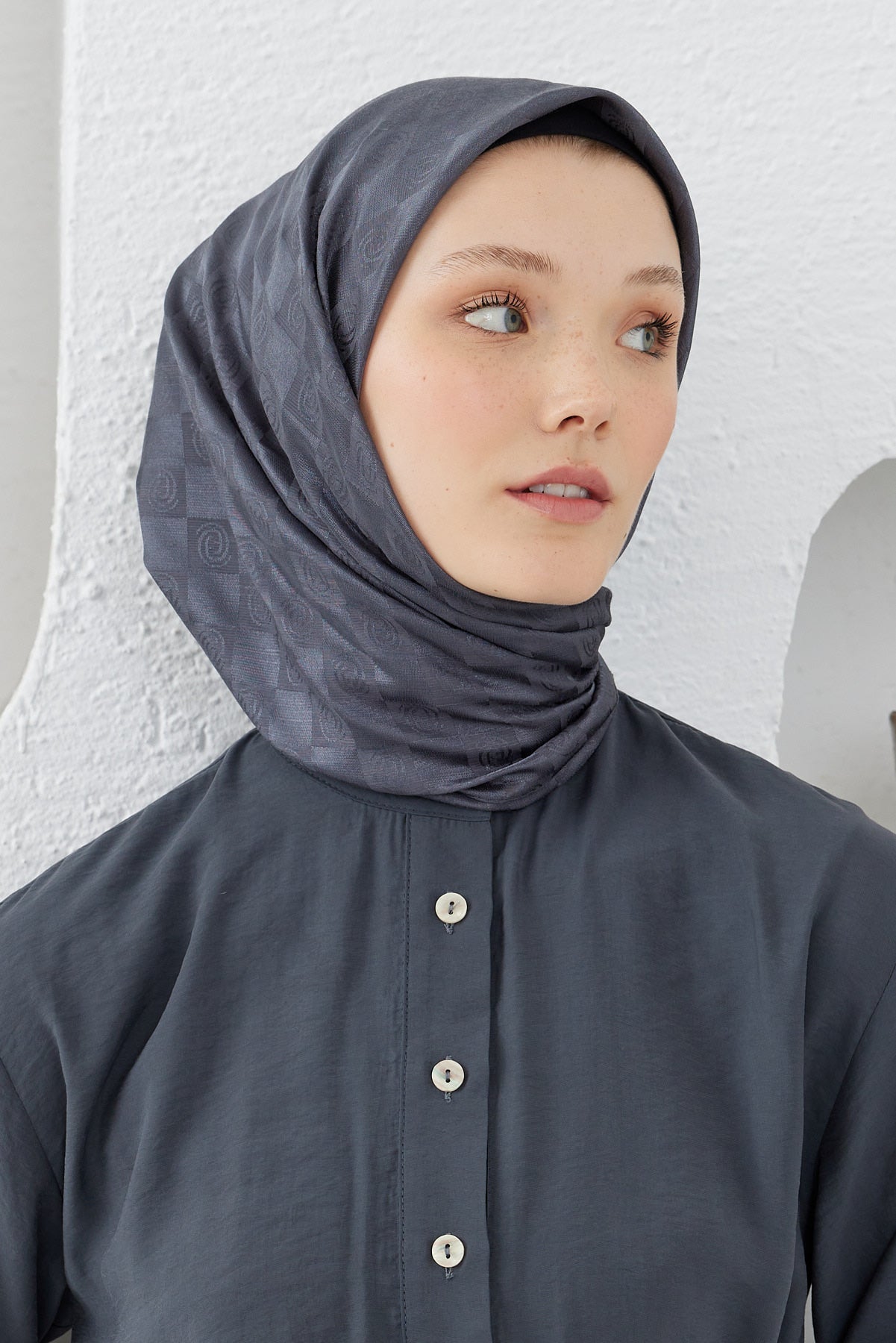 Dama Desen Eşarp - Antrasit