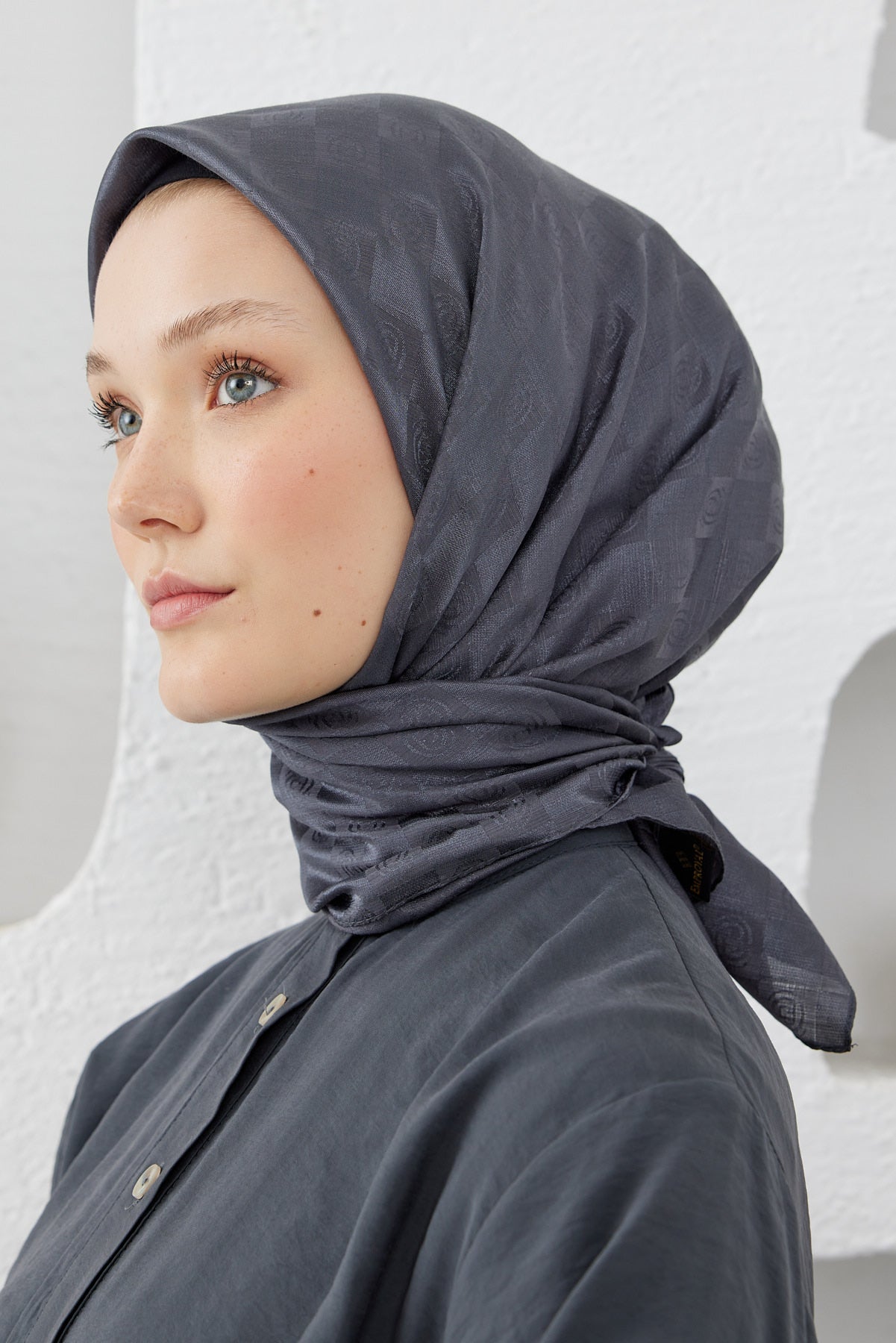 Dama Desen Eşarp - Antrasit