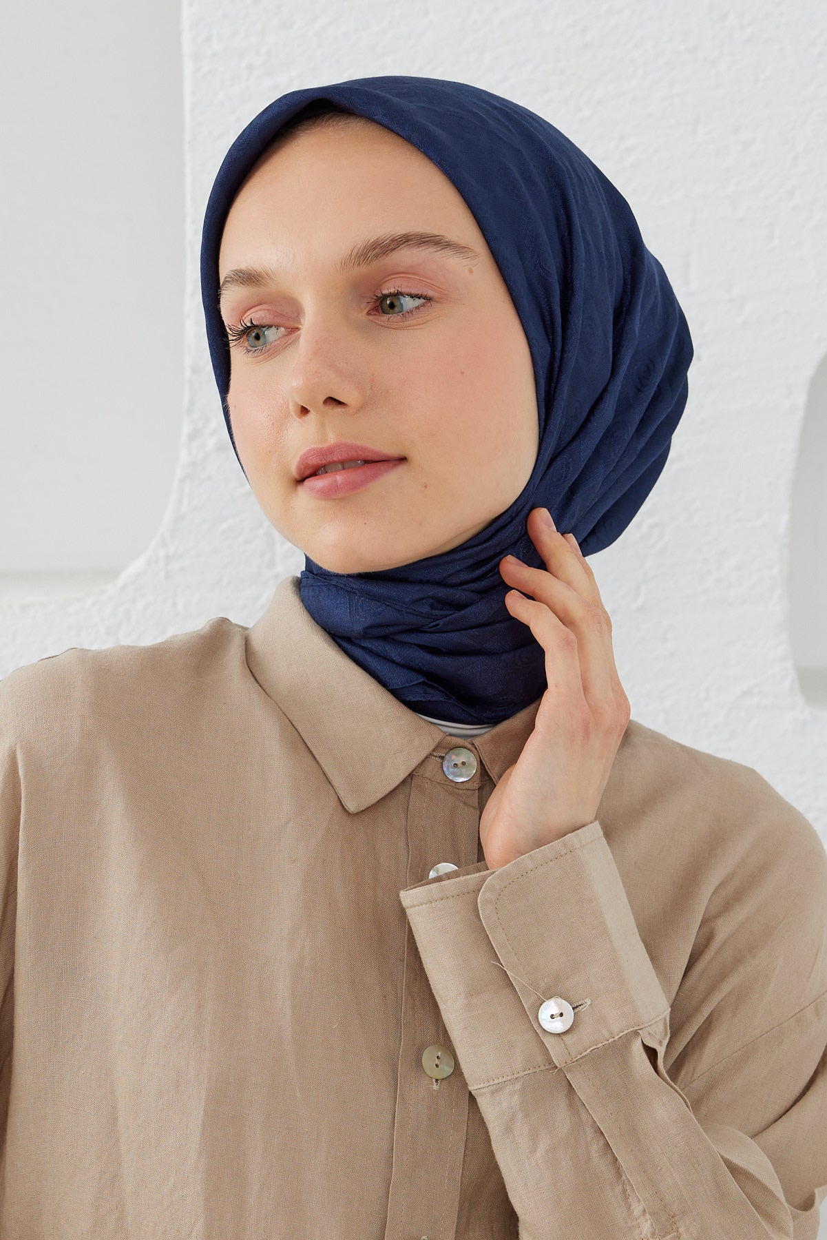 Dama Desen Eşarp - Lacivert