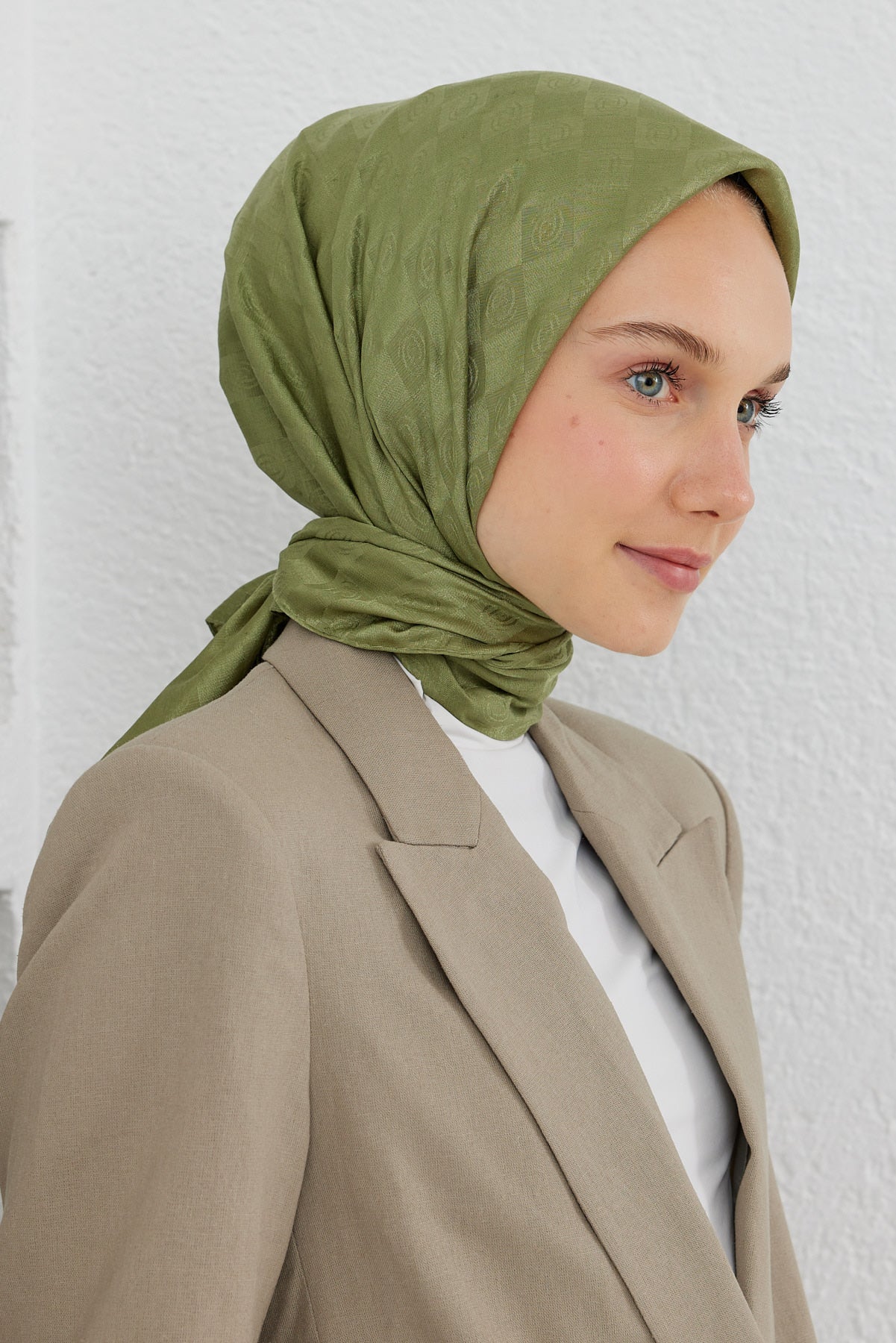 Dama Desen Eşarp - Haki