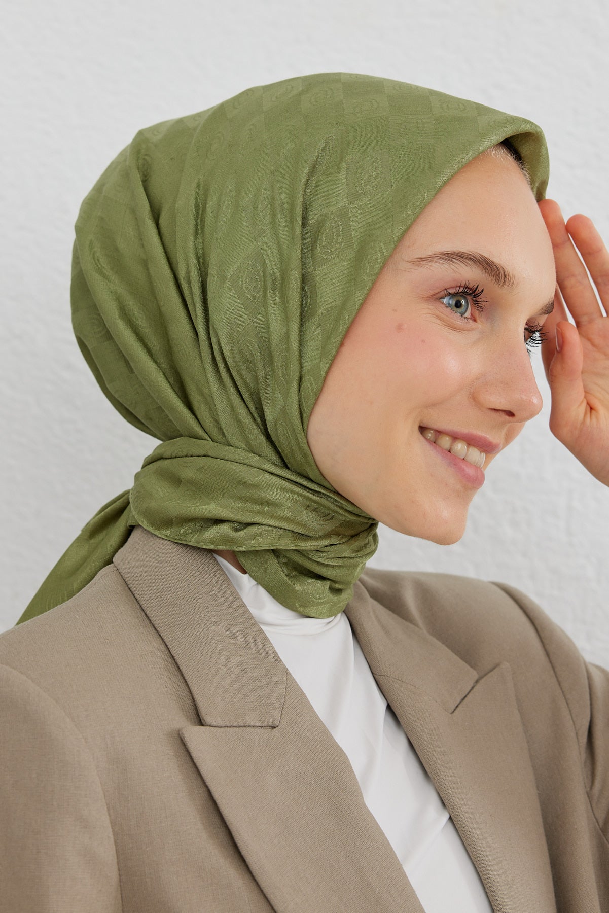 Dama Desen Eşarp - Haki