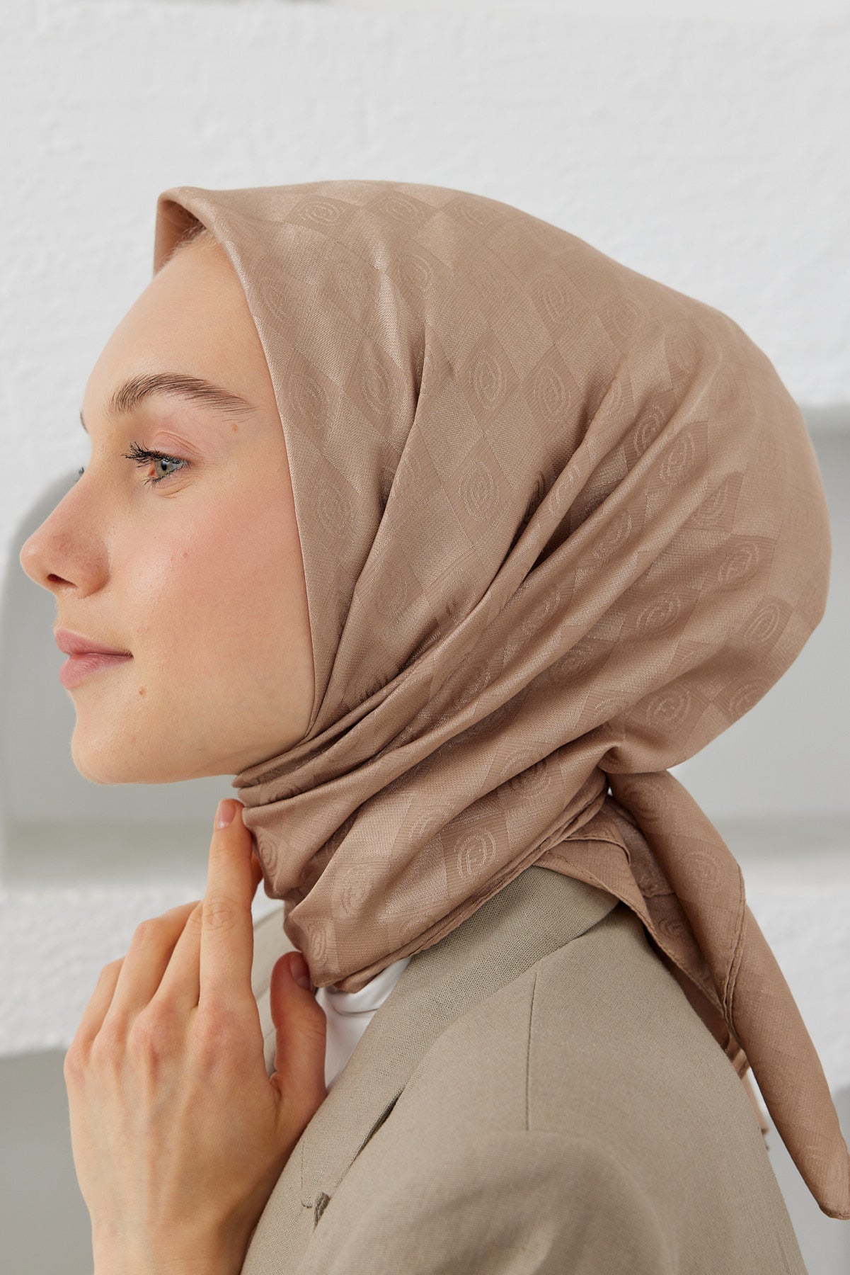 Dama Desen Eşarp - Latte