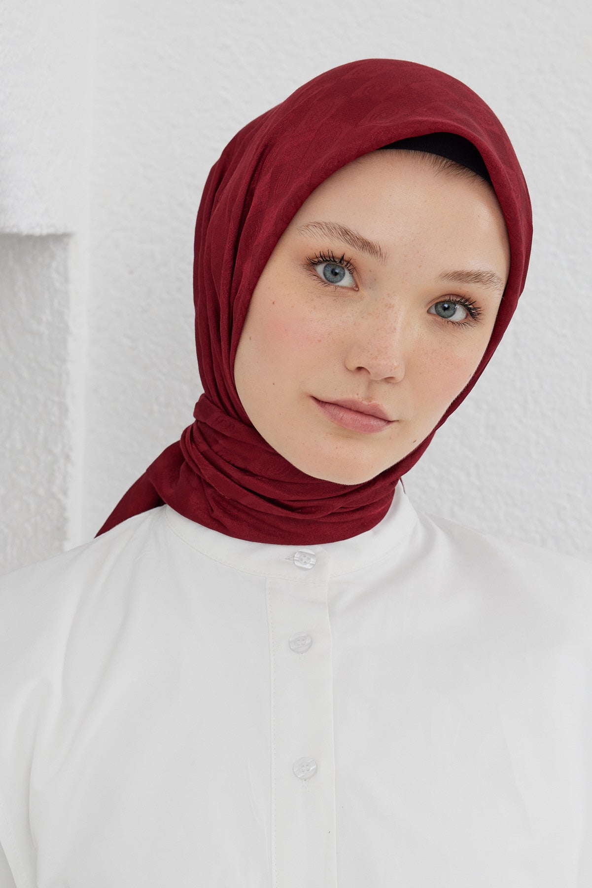 Dama Desen Eşarp - Bordo