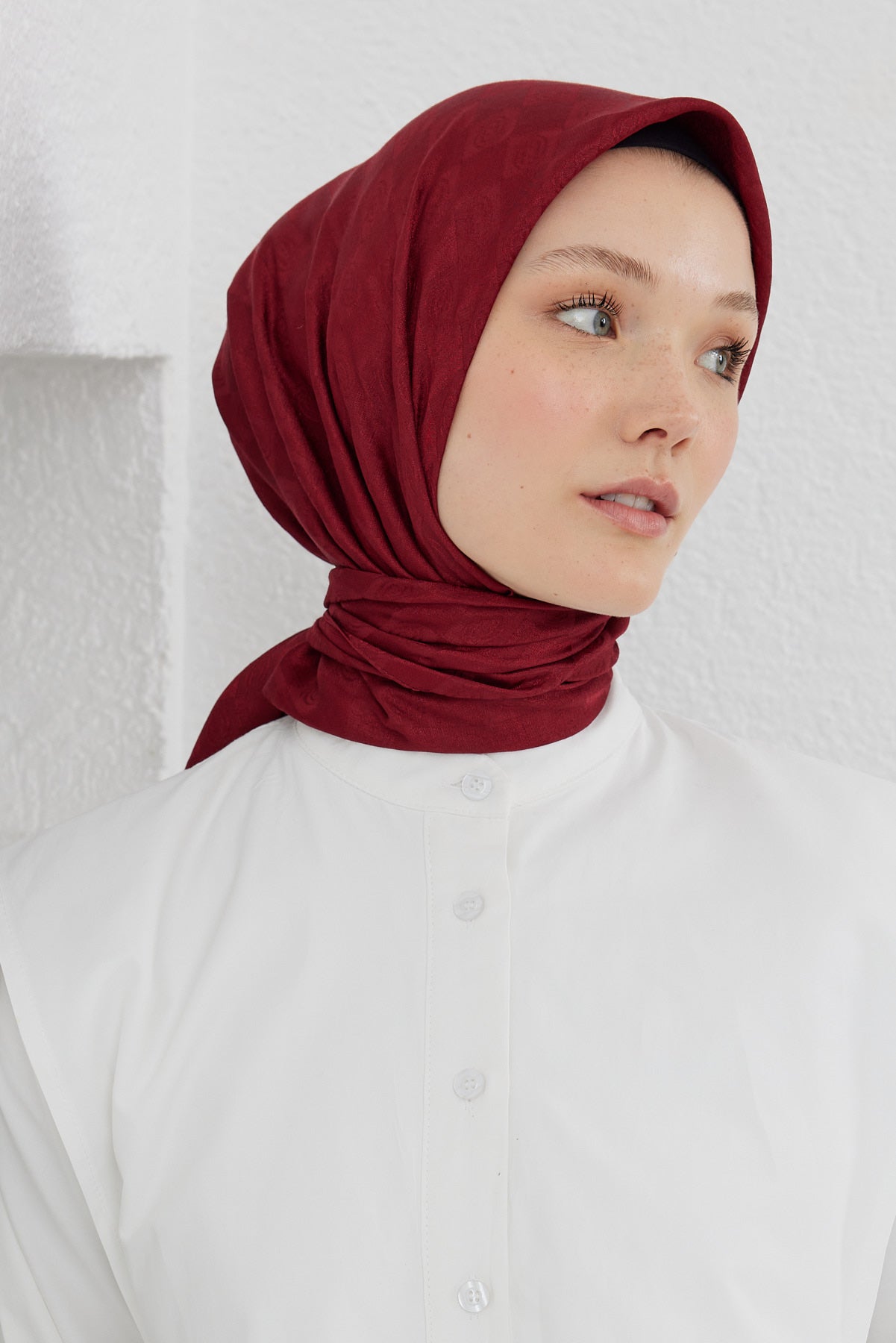 Dama Desen Eşarp - Bordo