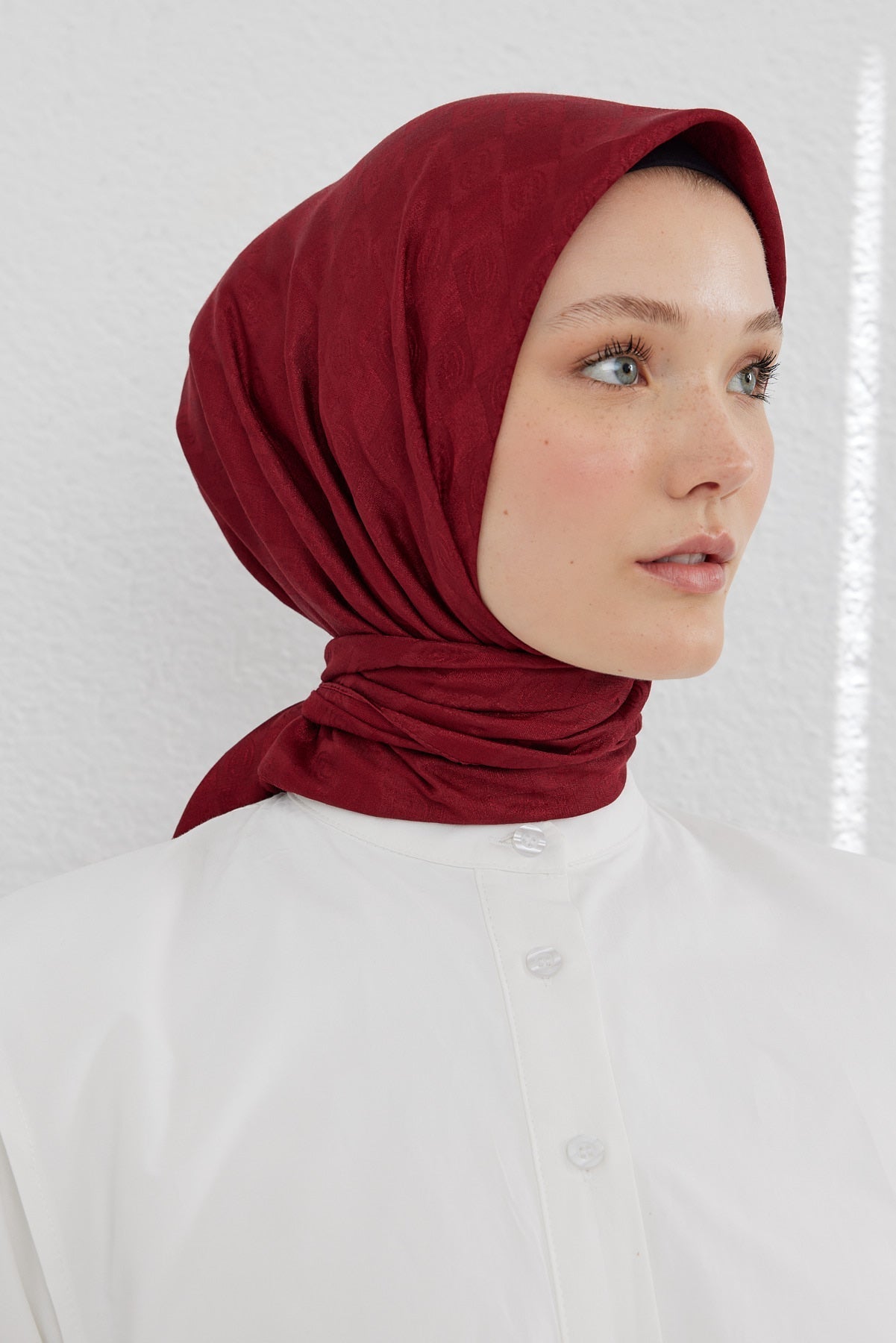 Dama Desen Eşarp - Bordo