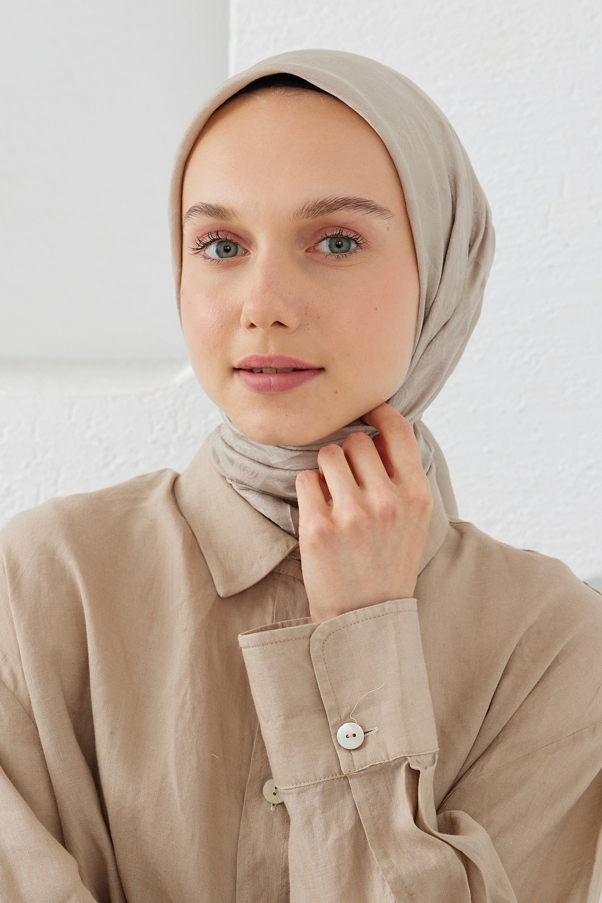 Dama Desen Eşarp - Vizon