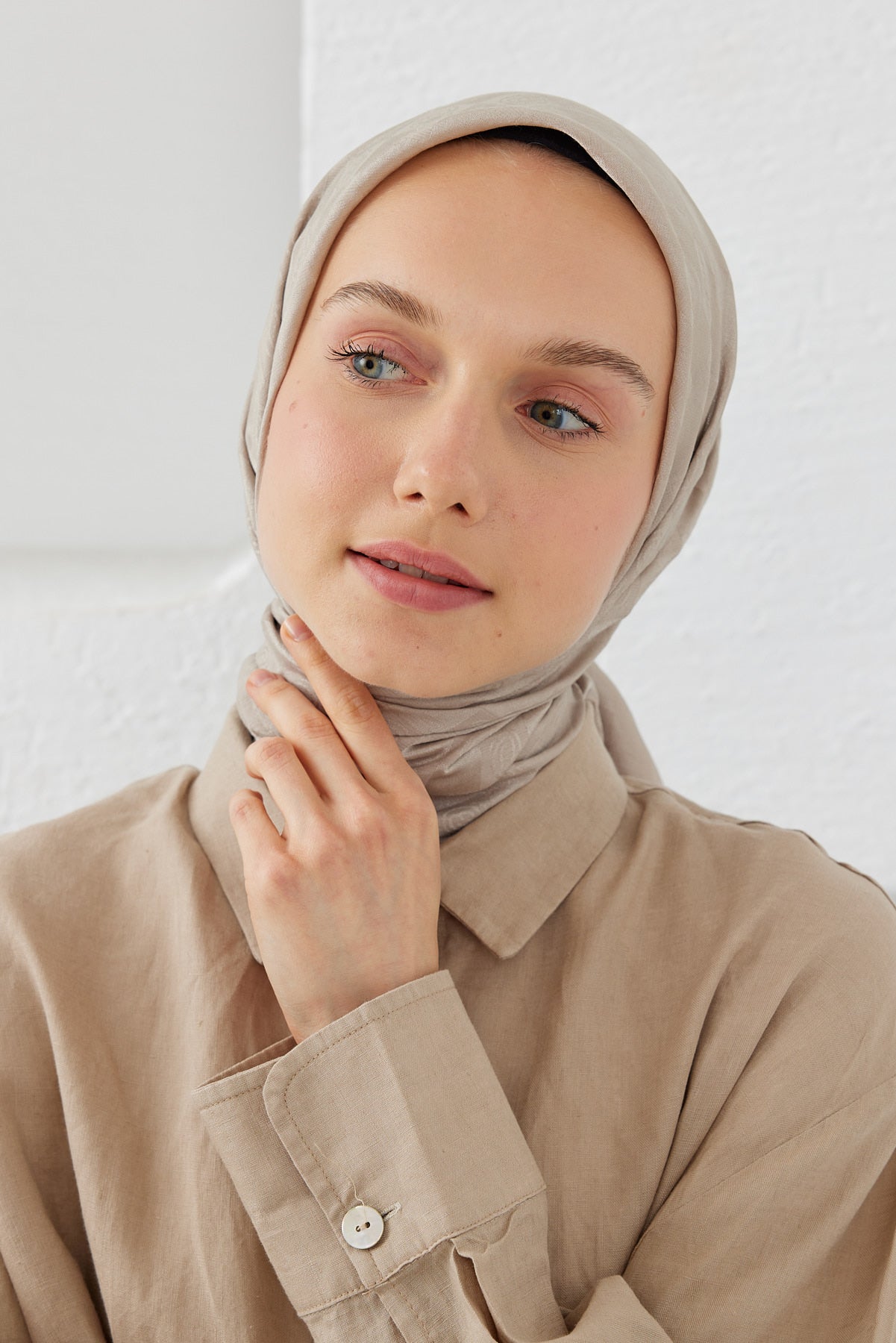 Dama Desen Eşarp - Vizon