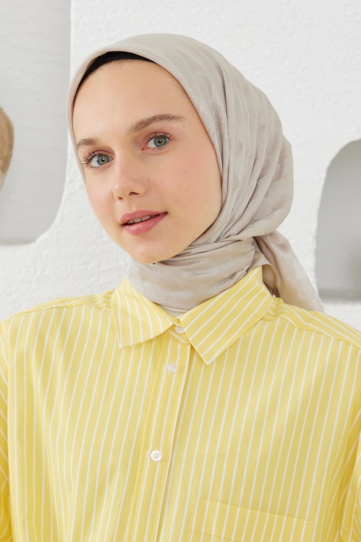 Dama Desen Eşarp - Taş