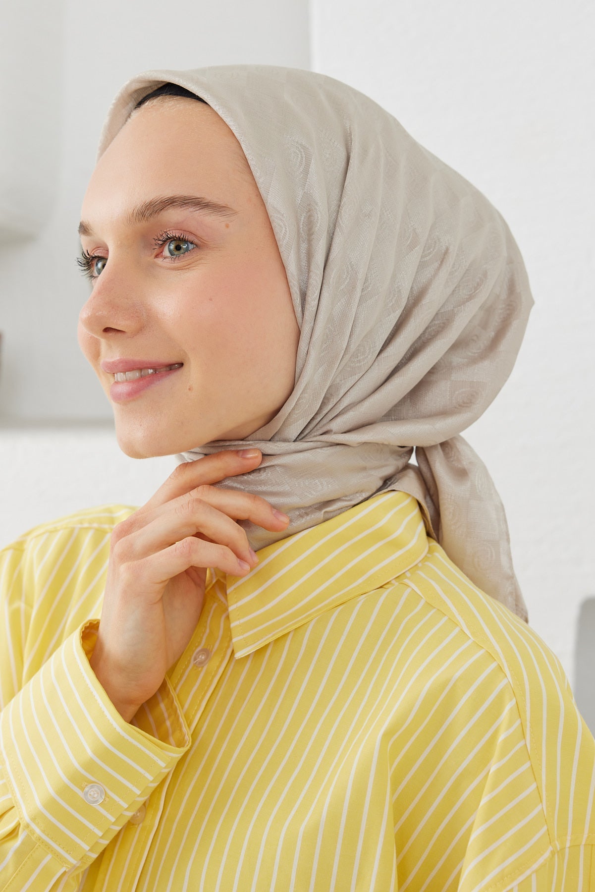 Dama Desen Eşarp - Taş