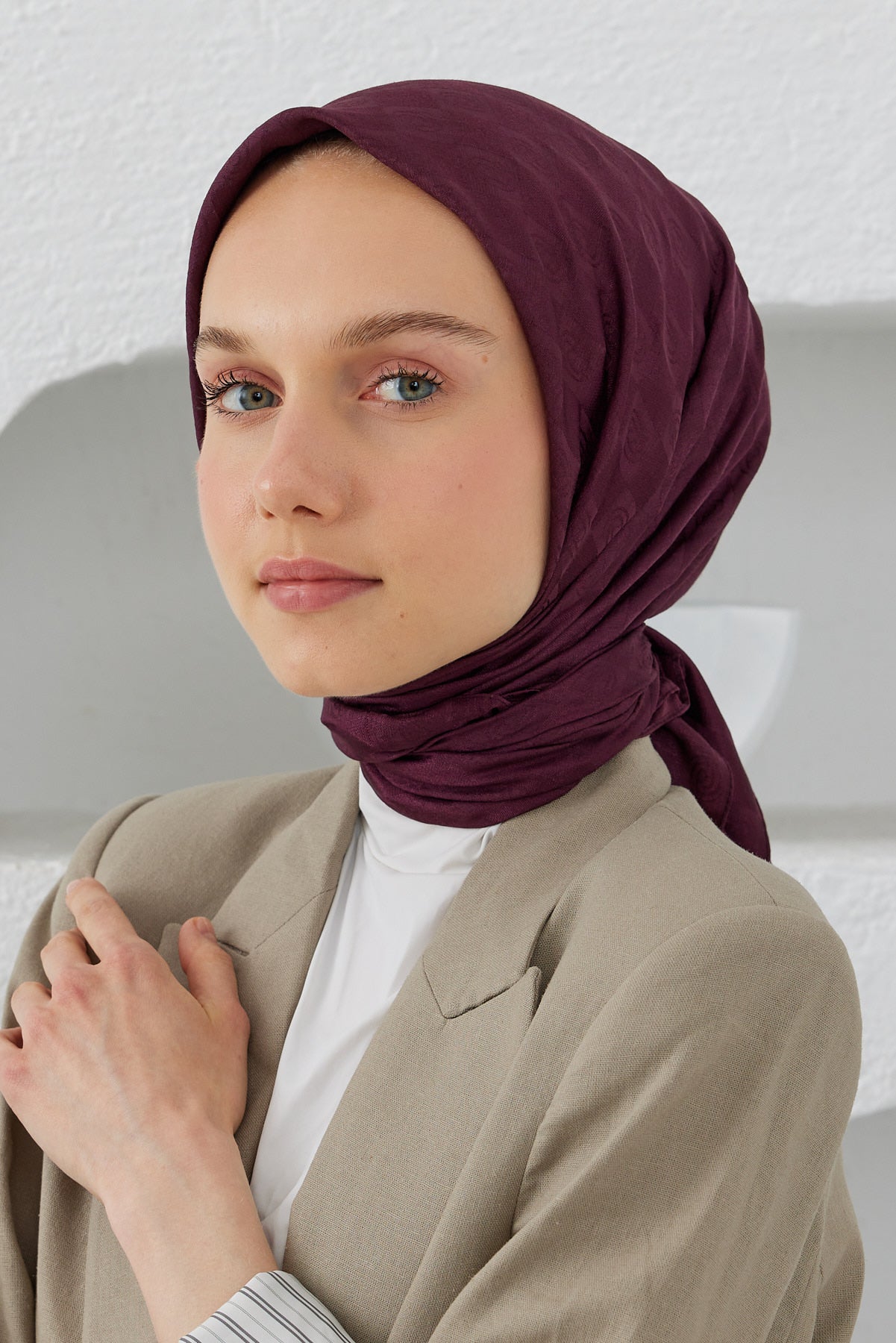 Dama Desen Eşarp - Mürdüm