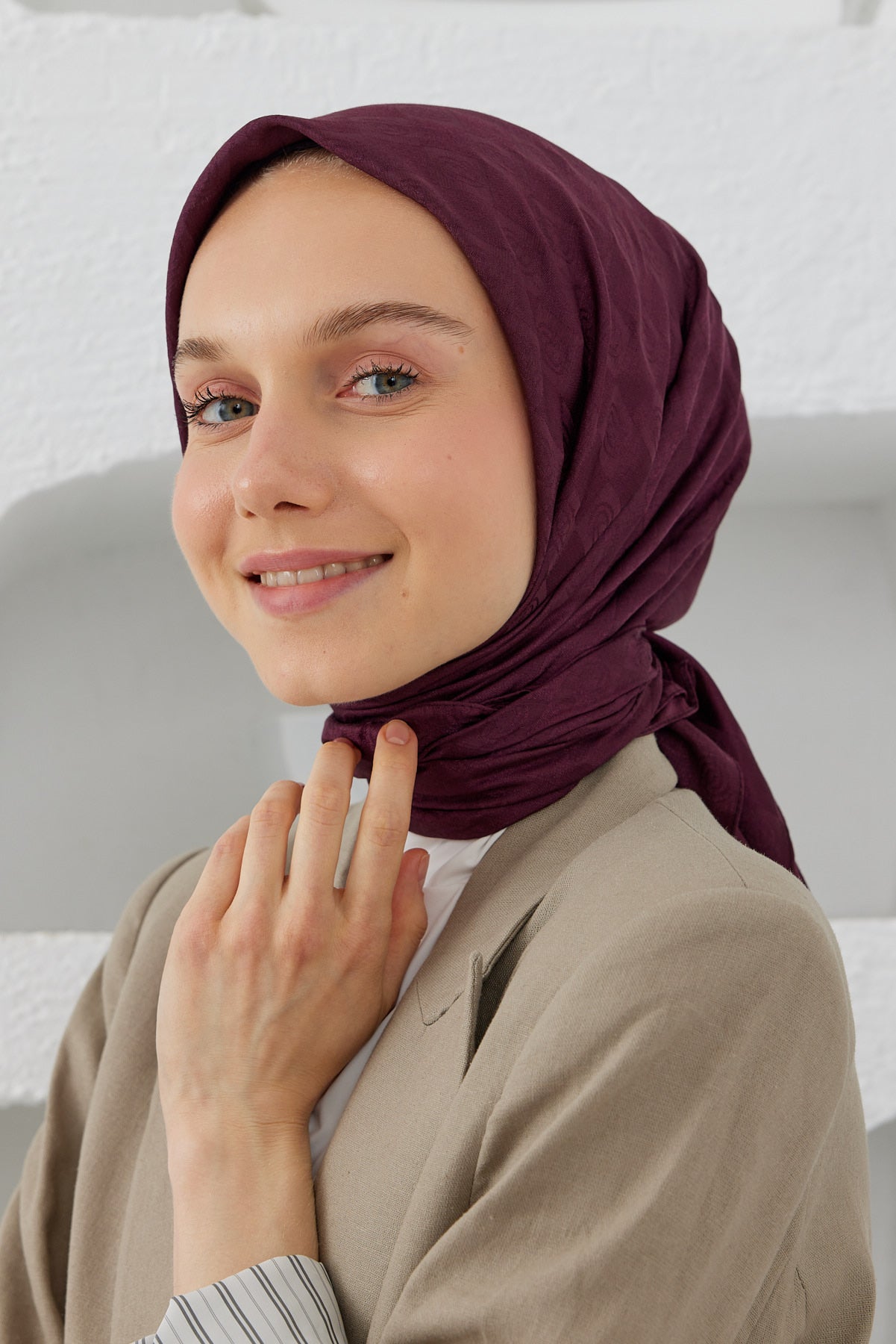 Dama Desen Eşarp - Mürdüm