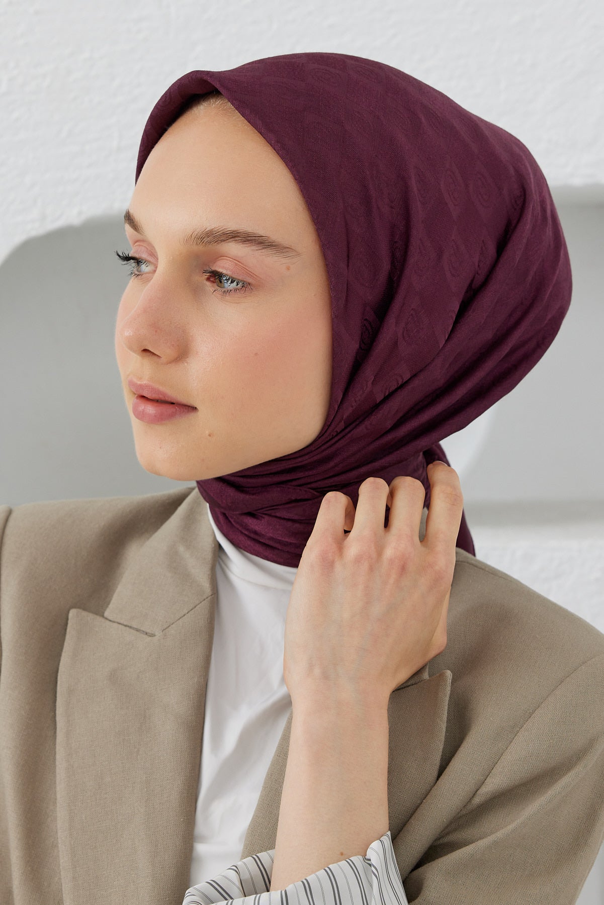 Dama Desen Eşarp - Mürdüm