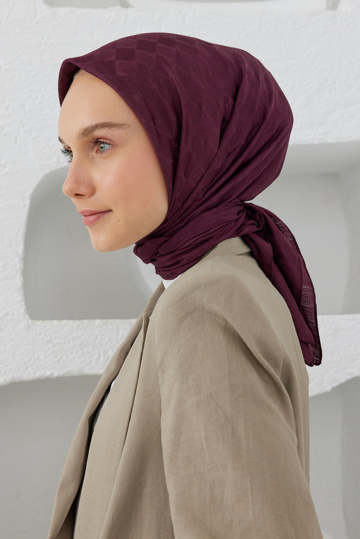 Dama Desen Eşarp - Mürdüm