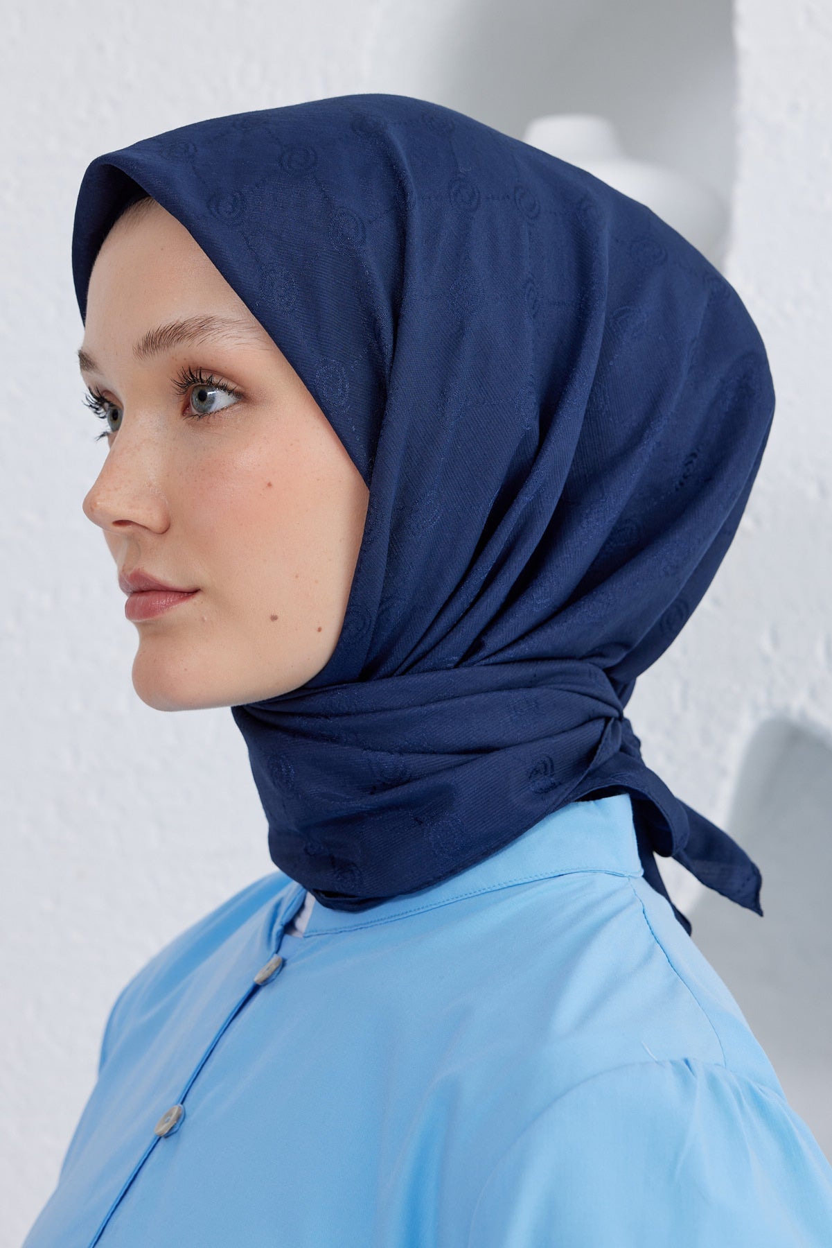 Monogram Desen Eşarp - Lacivert