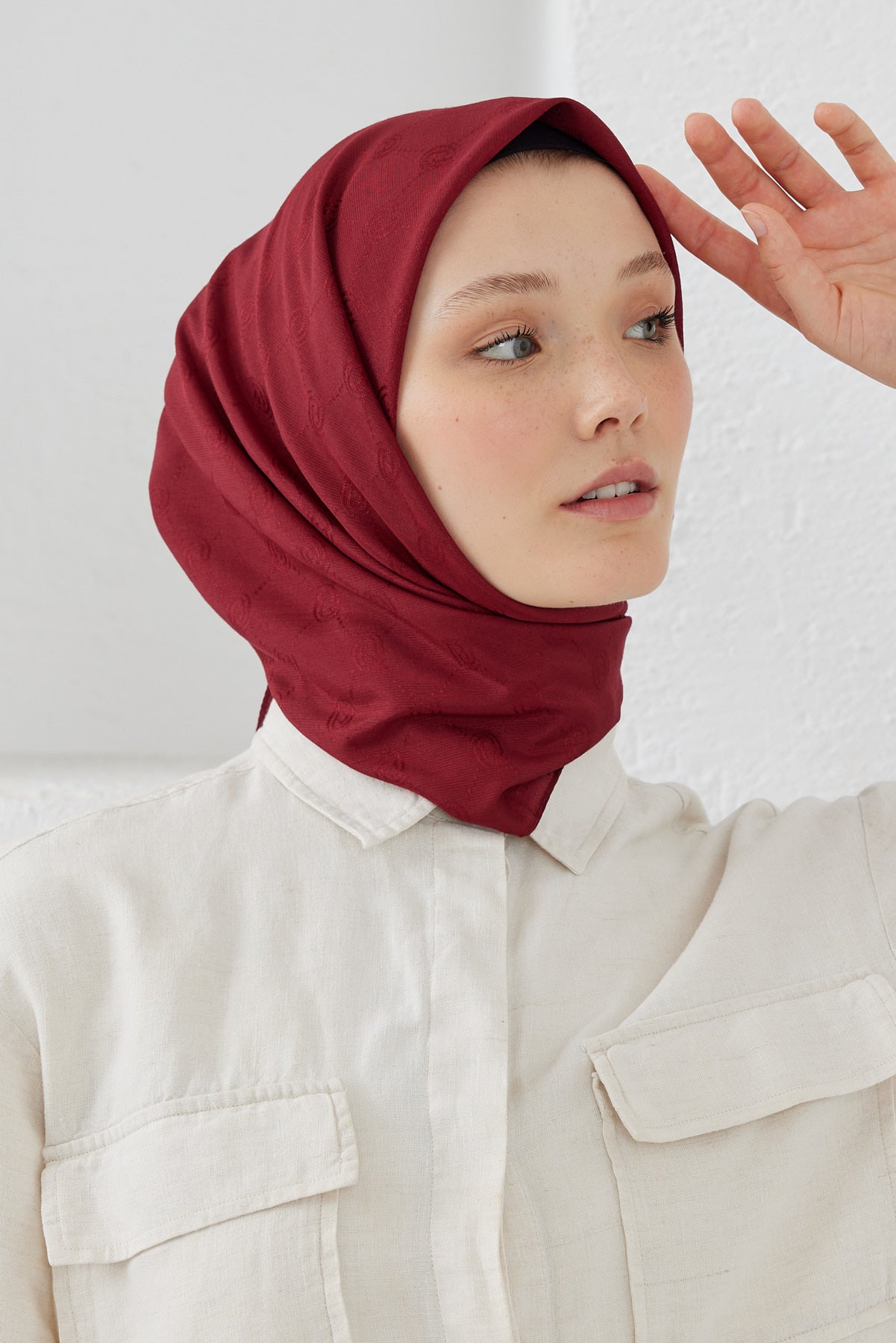 Monogram Desen Eşarp - Bordo