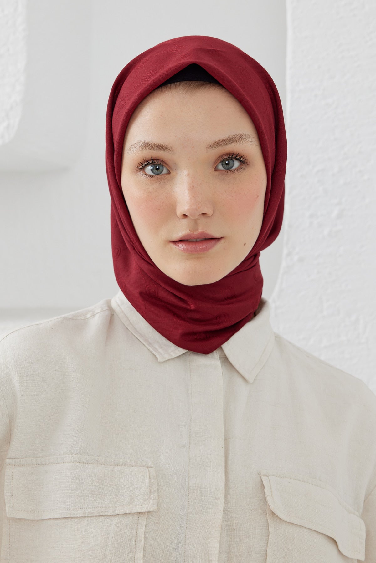 Monogram Desen Eşarp - Bordo