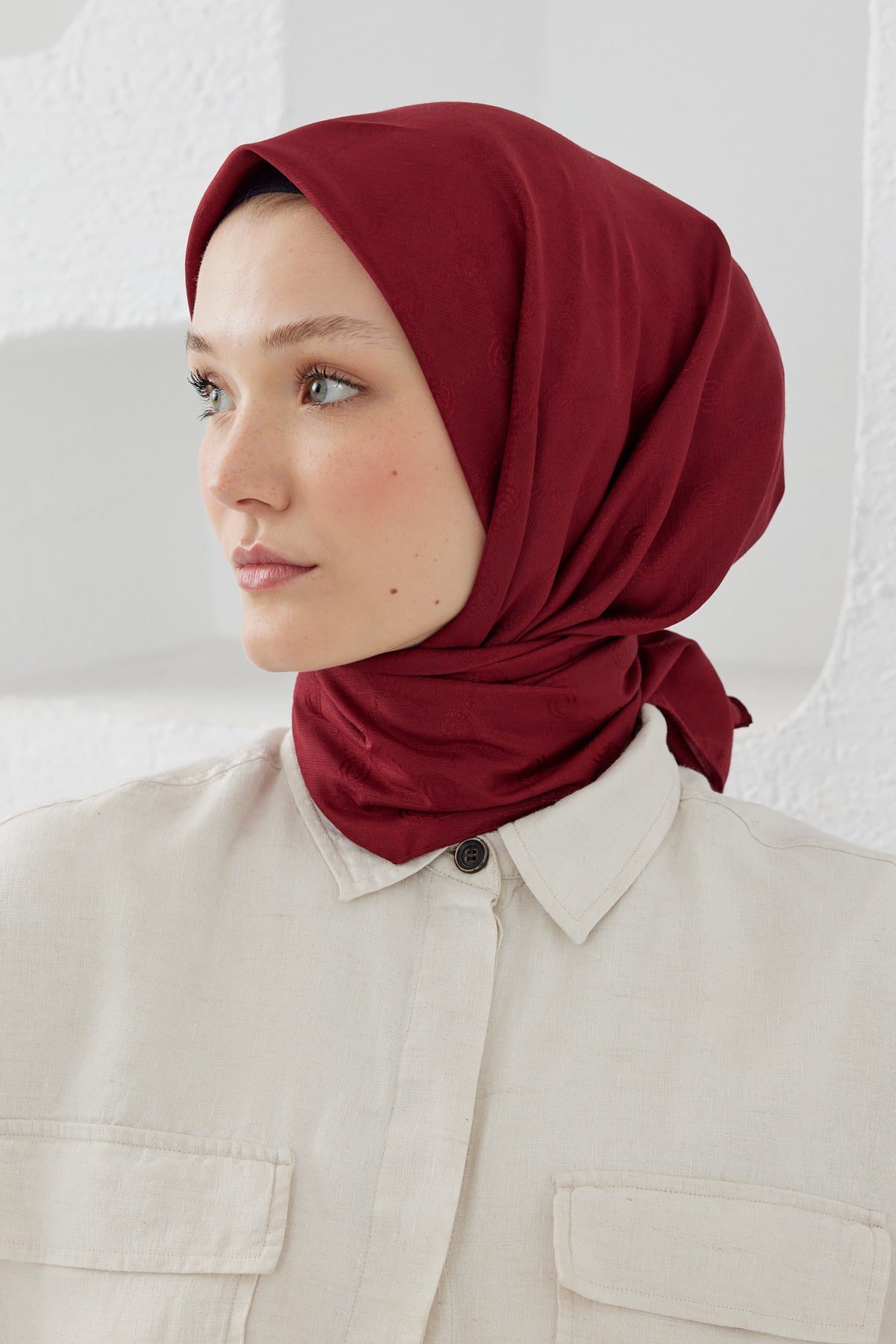 Monogram Desen Eşarp - Bordo