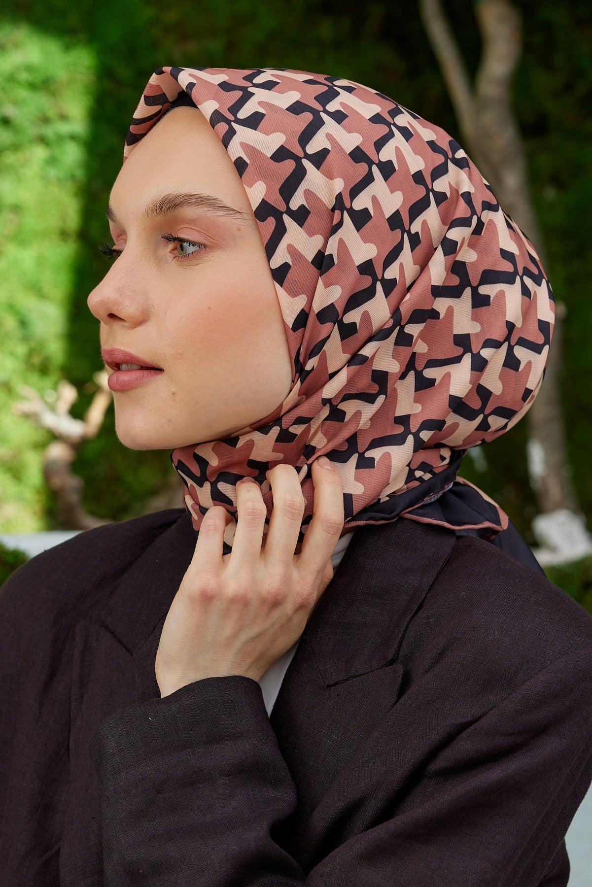 Pro Line Star Desen Eşarp - Tarçın