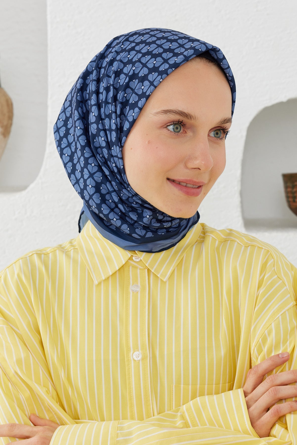 Pro Line Yonca Desen Eşarp - Lacivert