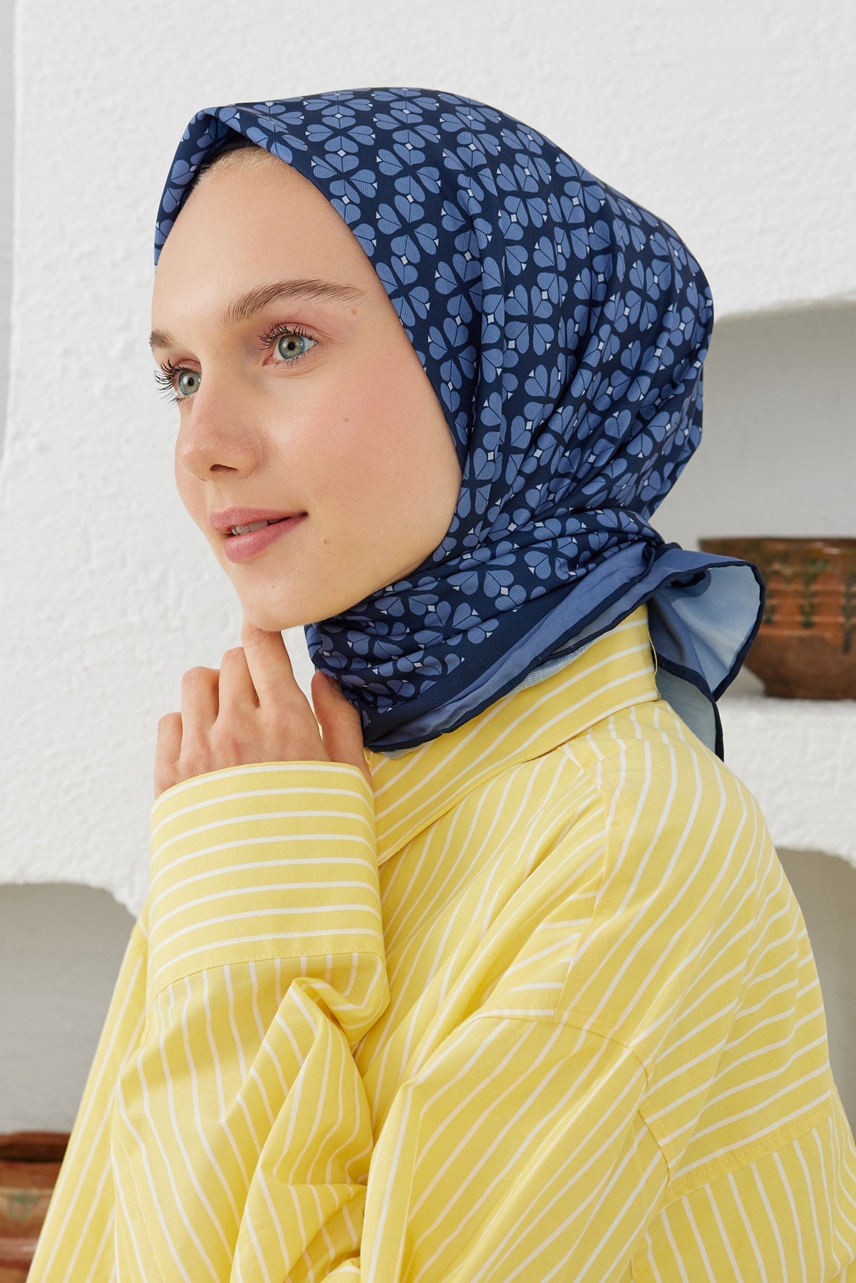 Pro Line Yonca Desen Eşarp - Lacivert