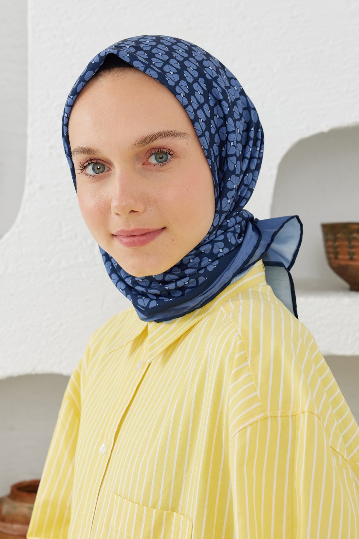 Pro Line Yonca Desen Eşarp - Lacivert