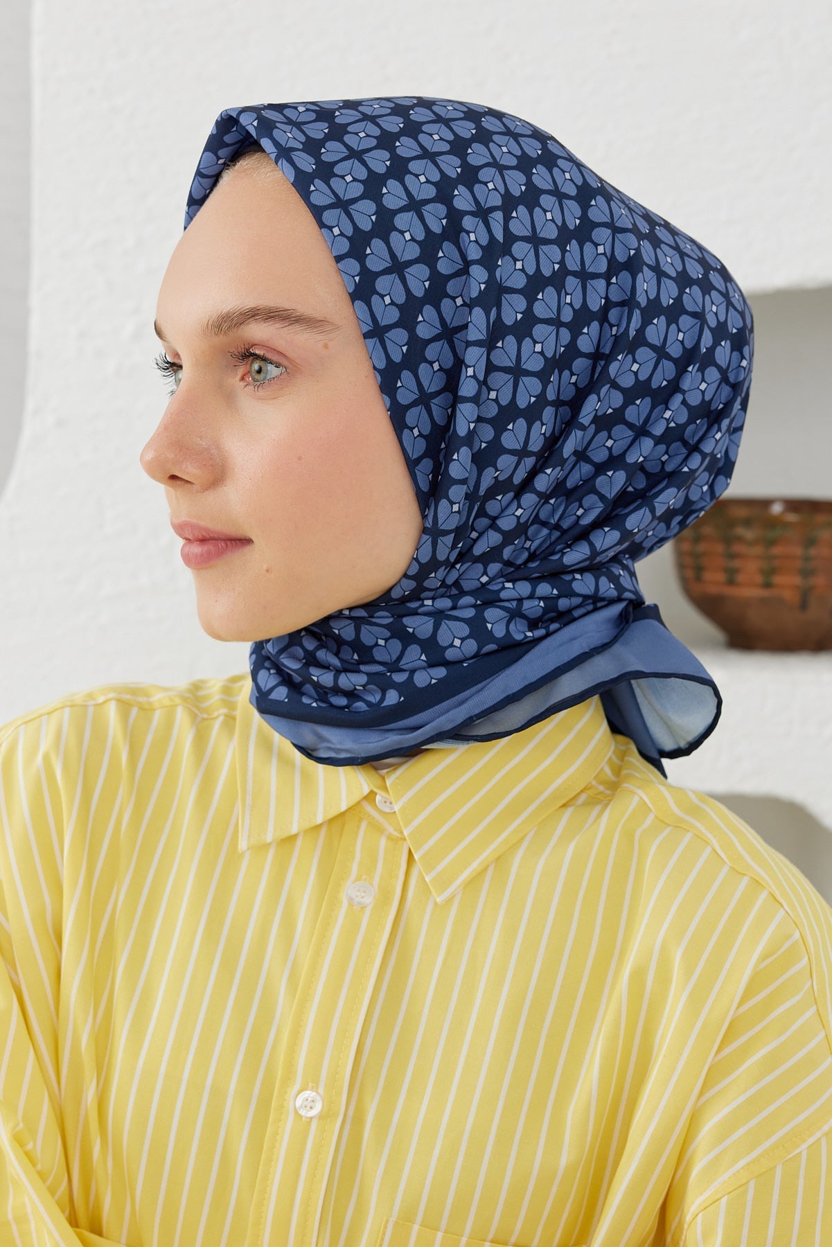 Pro Line Yonca Desen Eşarp - Lacivert