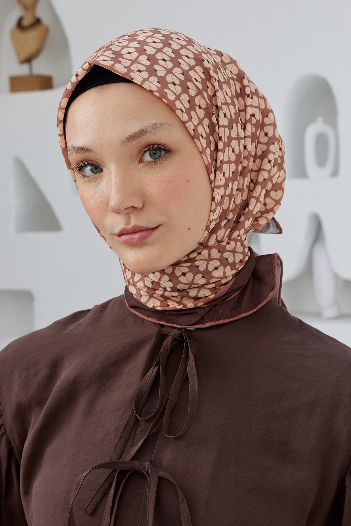 Pro Line Yonca Desen Eşarp - Karamel