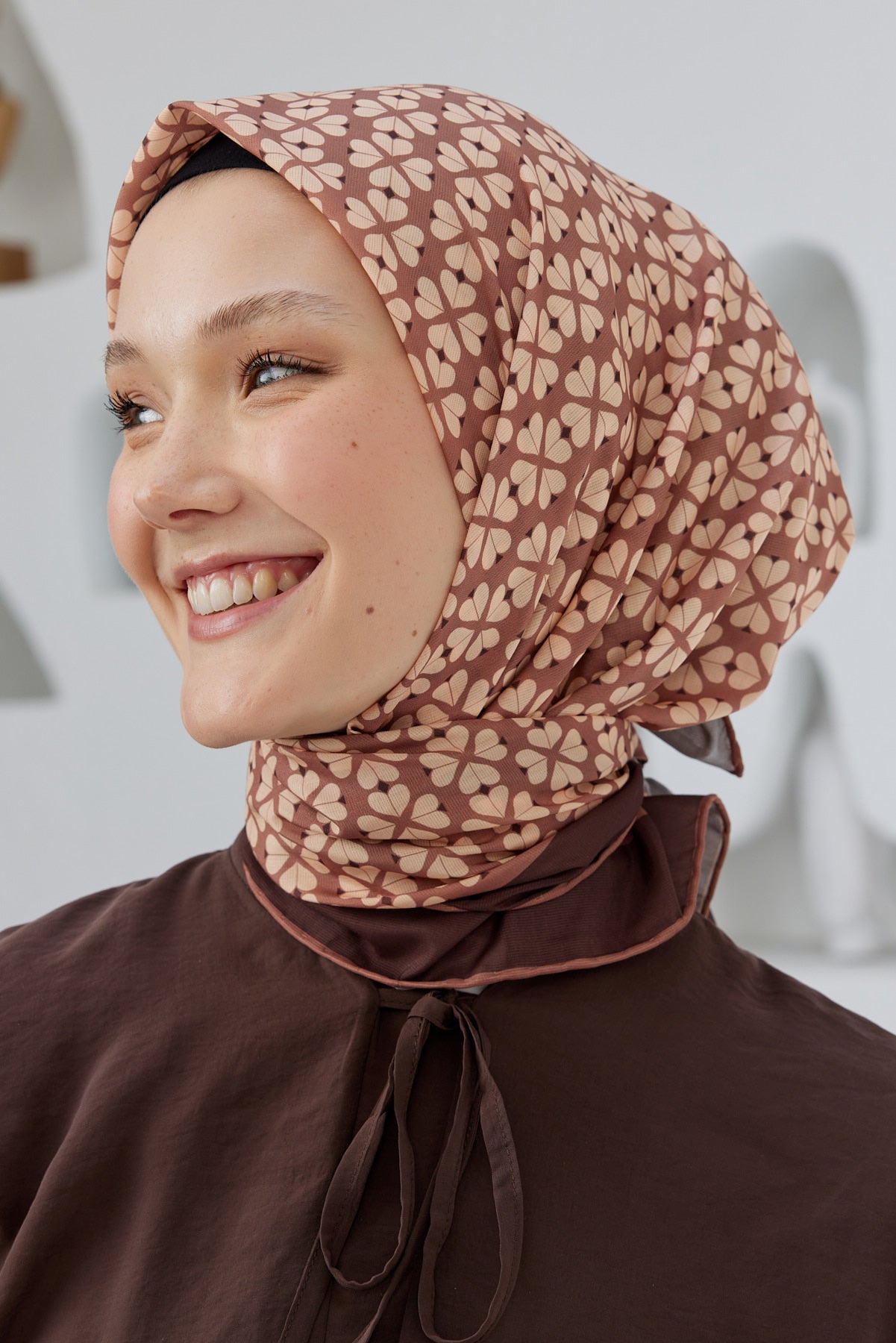 Pro Line Yonca Desen Eşarp - Karamel