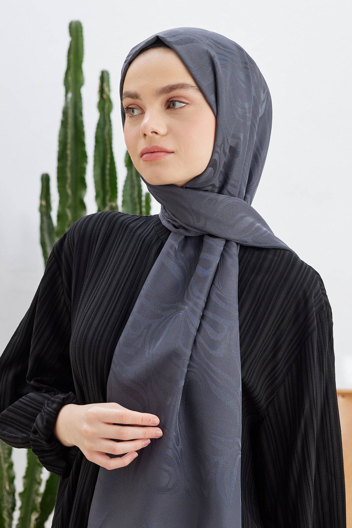 Jakar Janjan Dalga Desen Şal - Antrasit