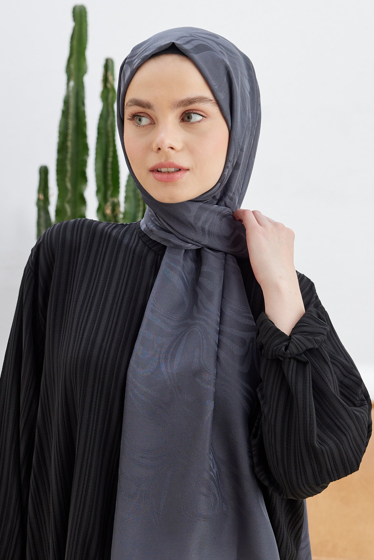 Jakar Janjan Dalga Desen Şal - Antrasit