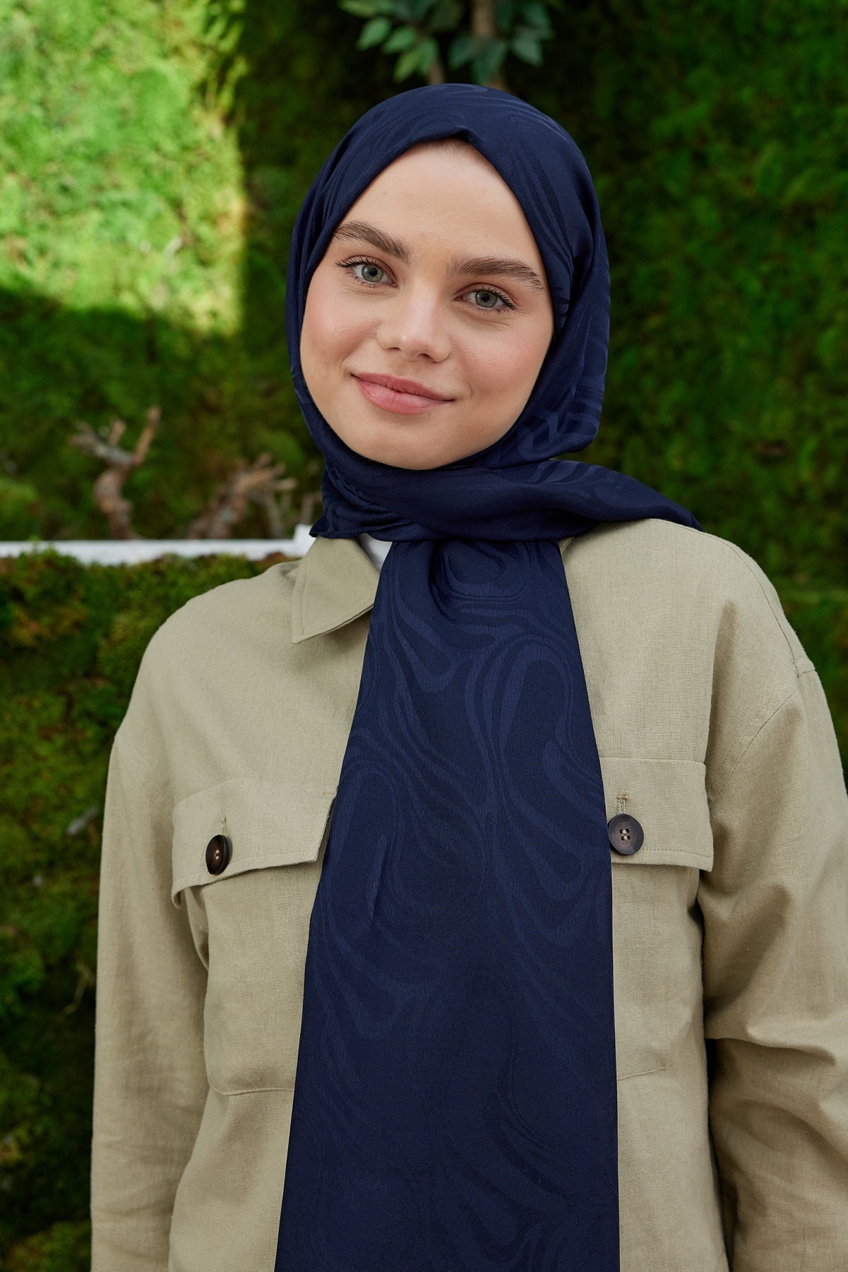 Jakar Janjan Dalga Desen Şal - Lacivert