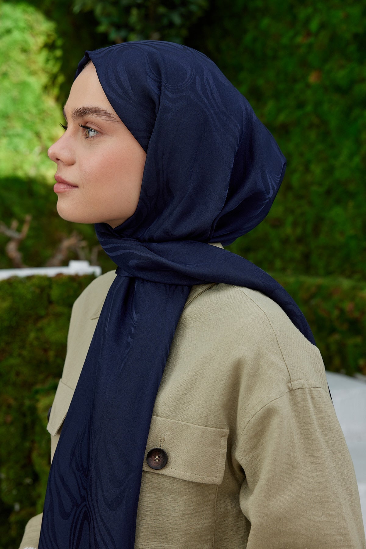 Jakar Janjan Dalga Desen Şal - Lacivert