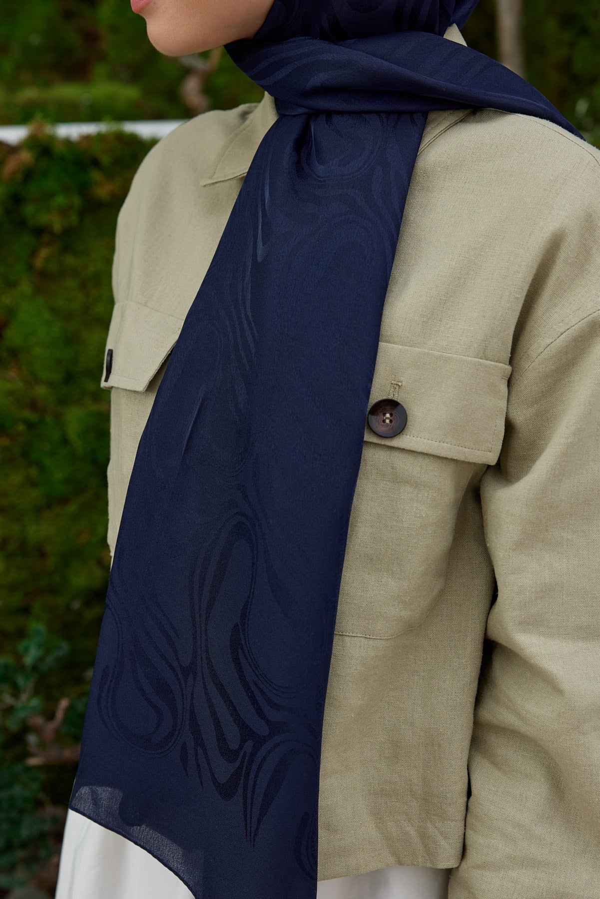 Jakar Janjan Dalga Desen Şal - Lacivert