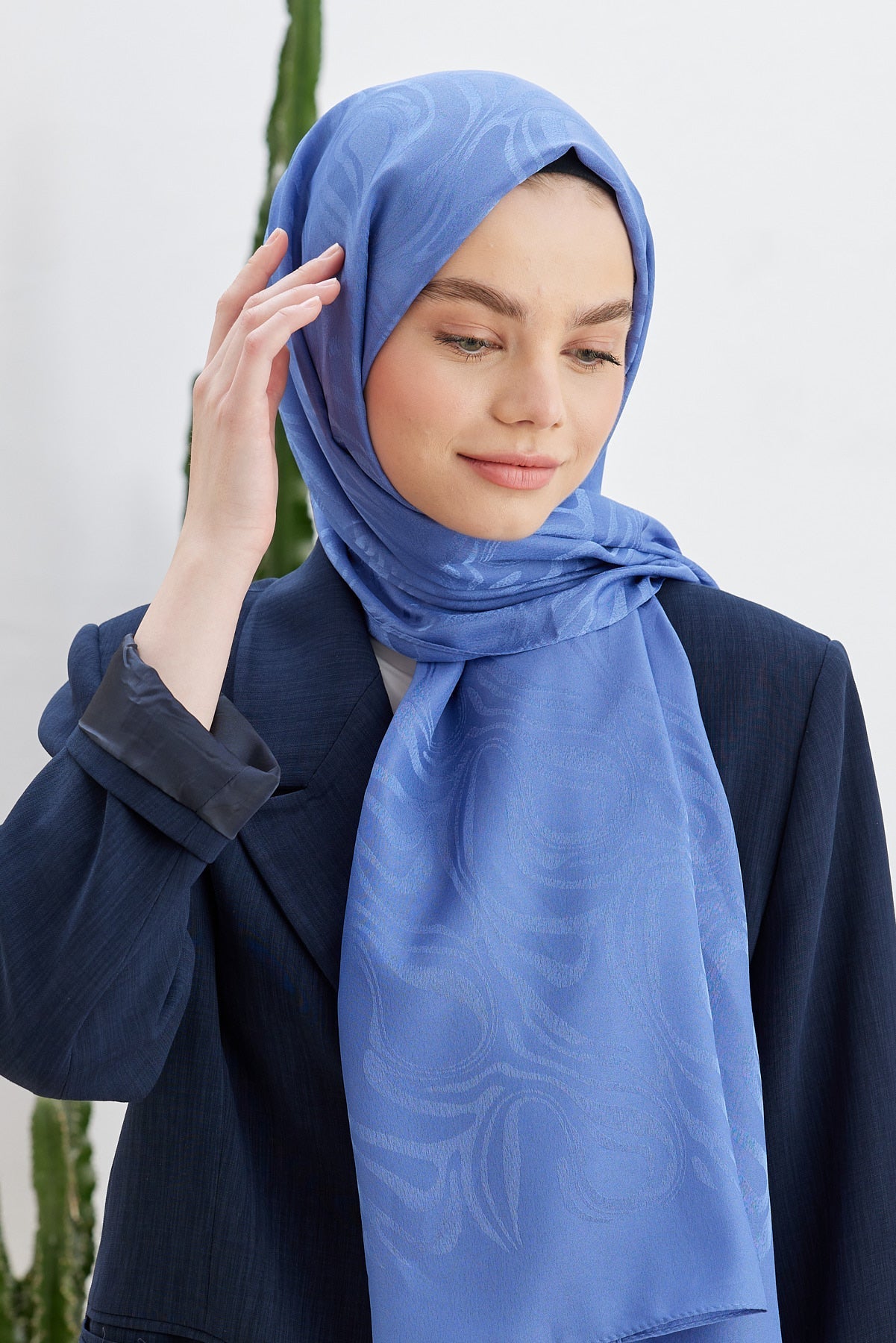 Jakar Janjan Dalga Desen Şal - İndigo