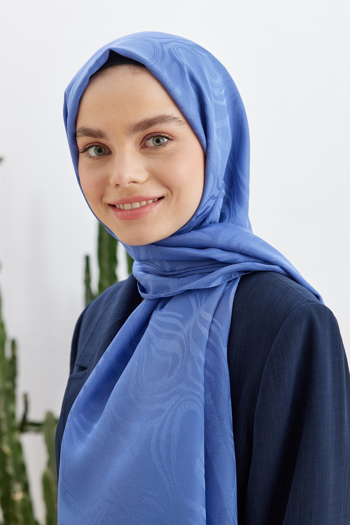 Jakar Janjan Dalga Desen Şal - İndigo