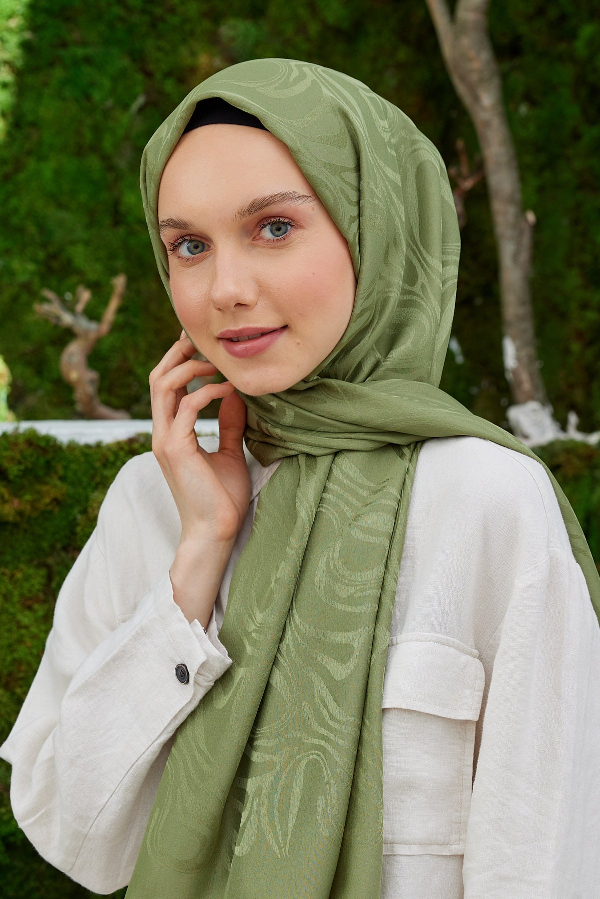 Jakar Janjan Dalga Desen Şal - Haki