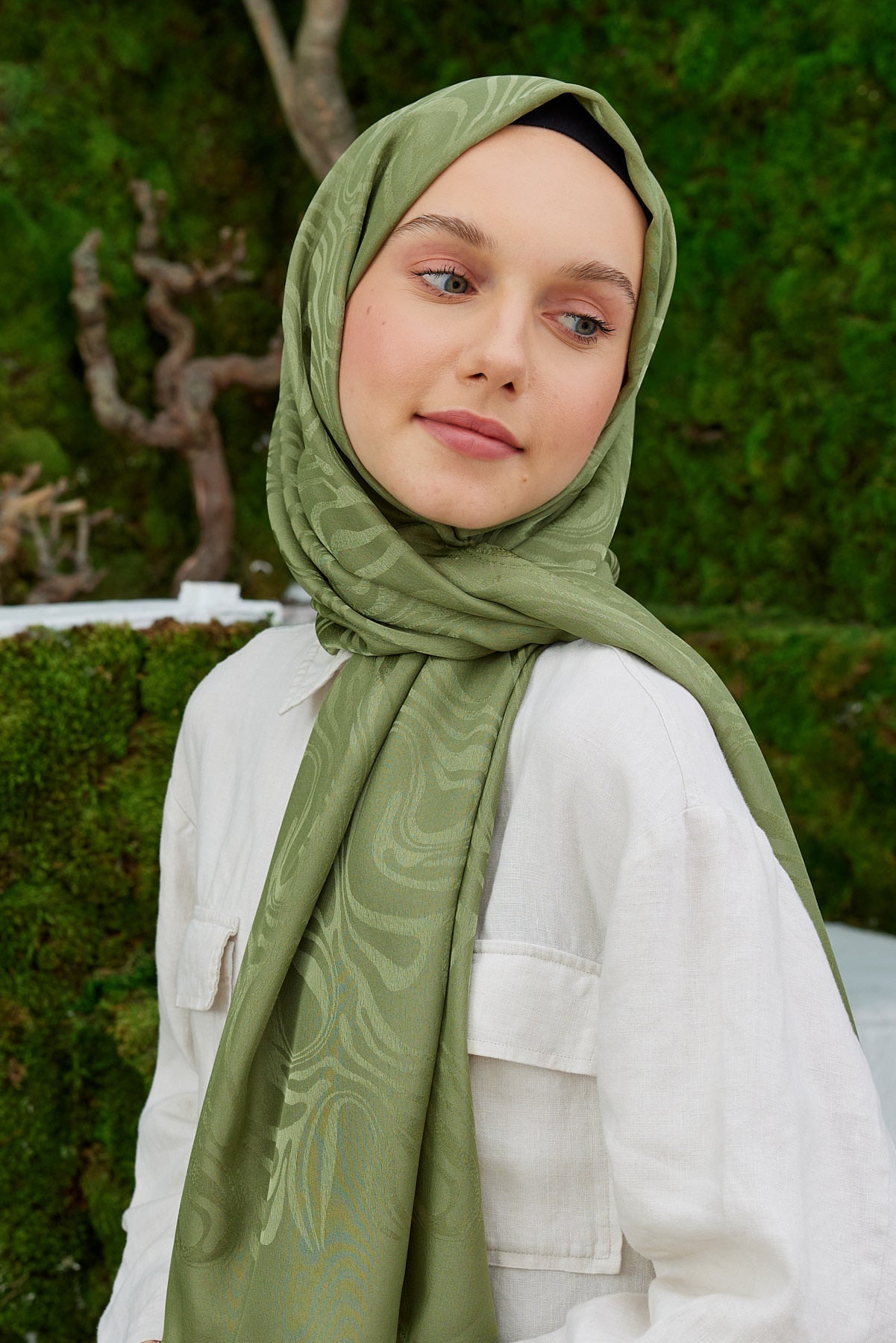 Jakar Janjan Dalga Desen Şal - Haki