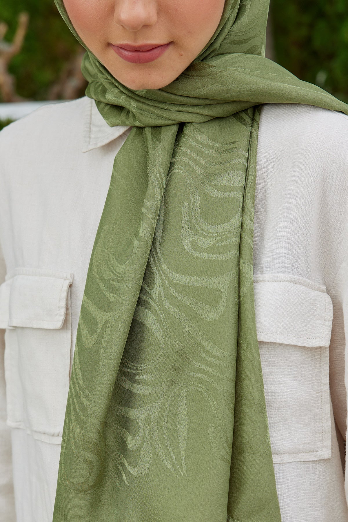 Jakar Janjan Dalga Desen Şal - Haki