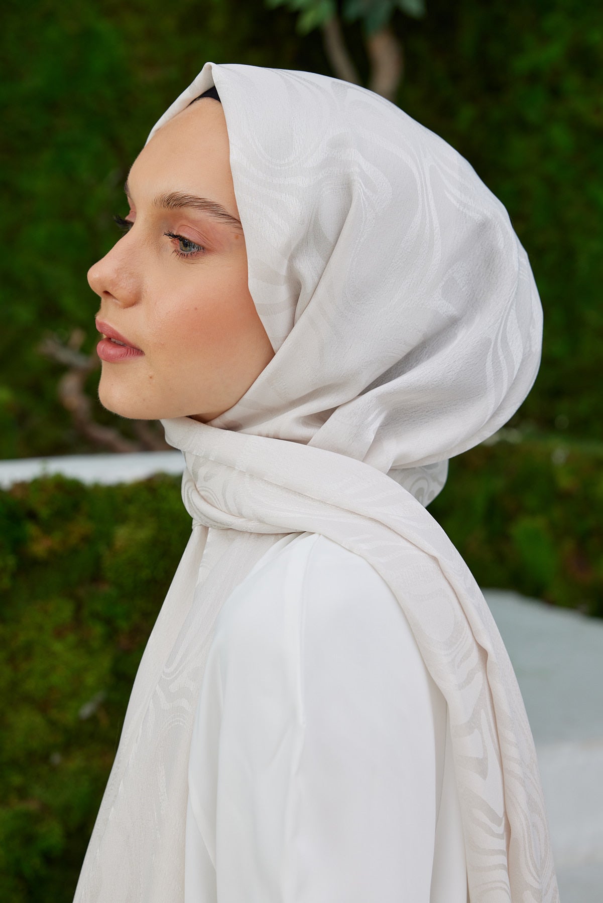 Jakar Janjan Dalga Desen Şal - Krem