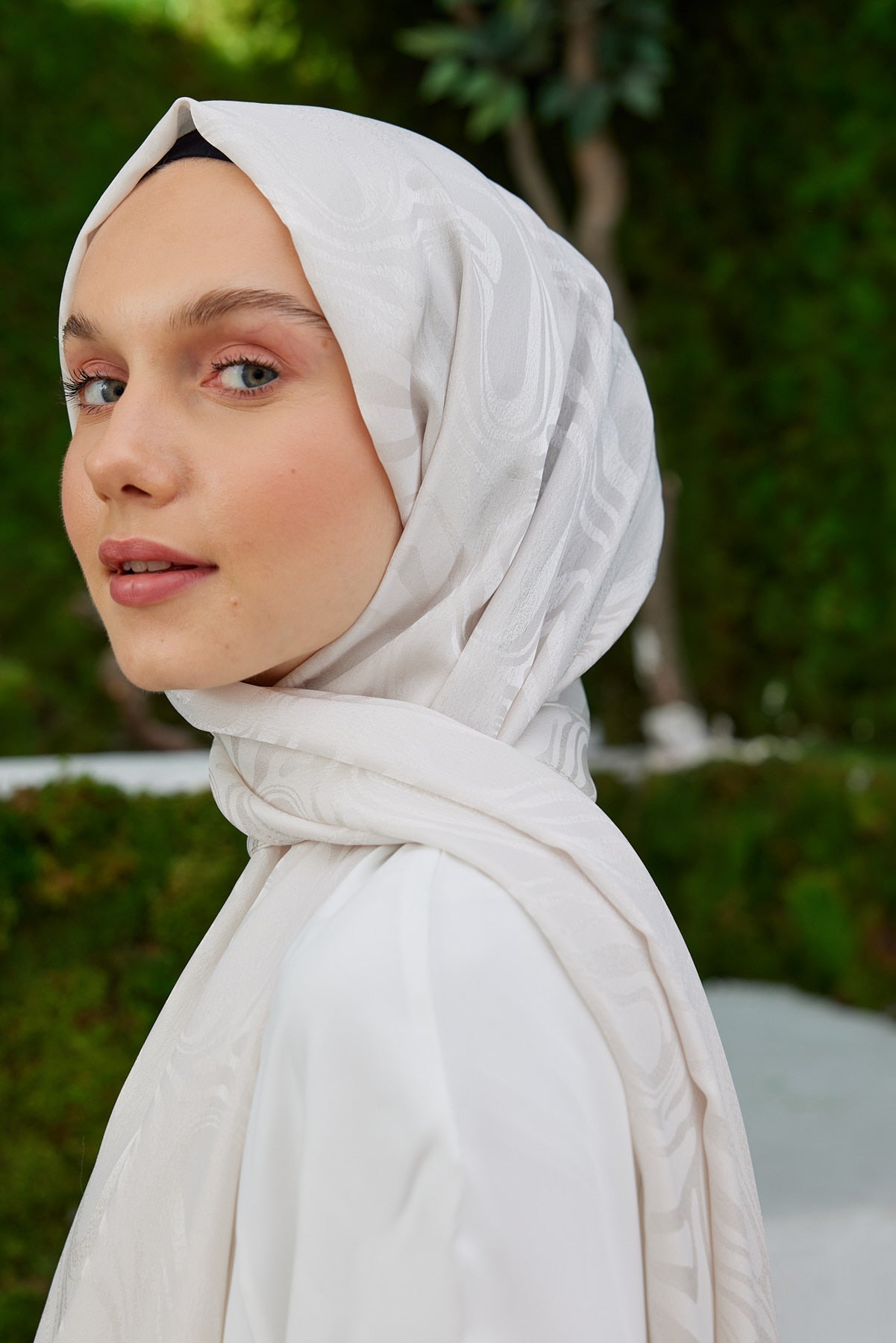 Jakar Janjan Dalga Desen Şal - Krem