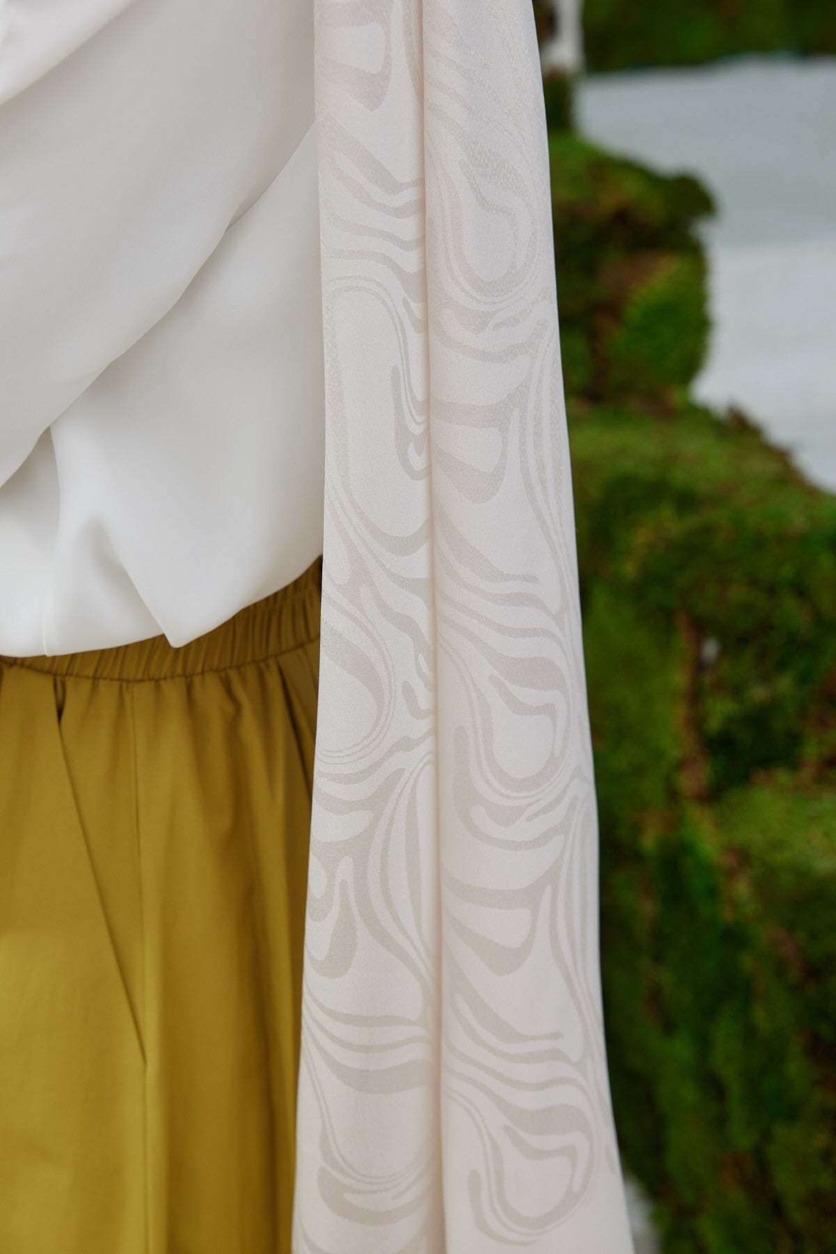 Jakar Janjan Dalga Desen Şal - Krem