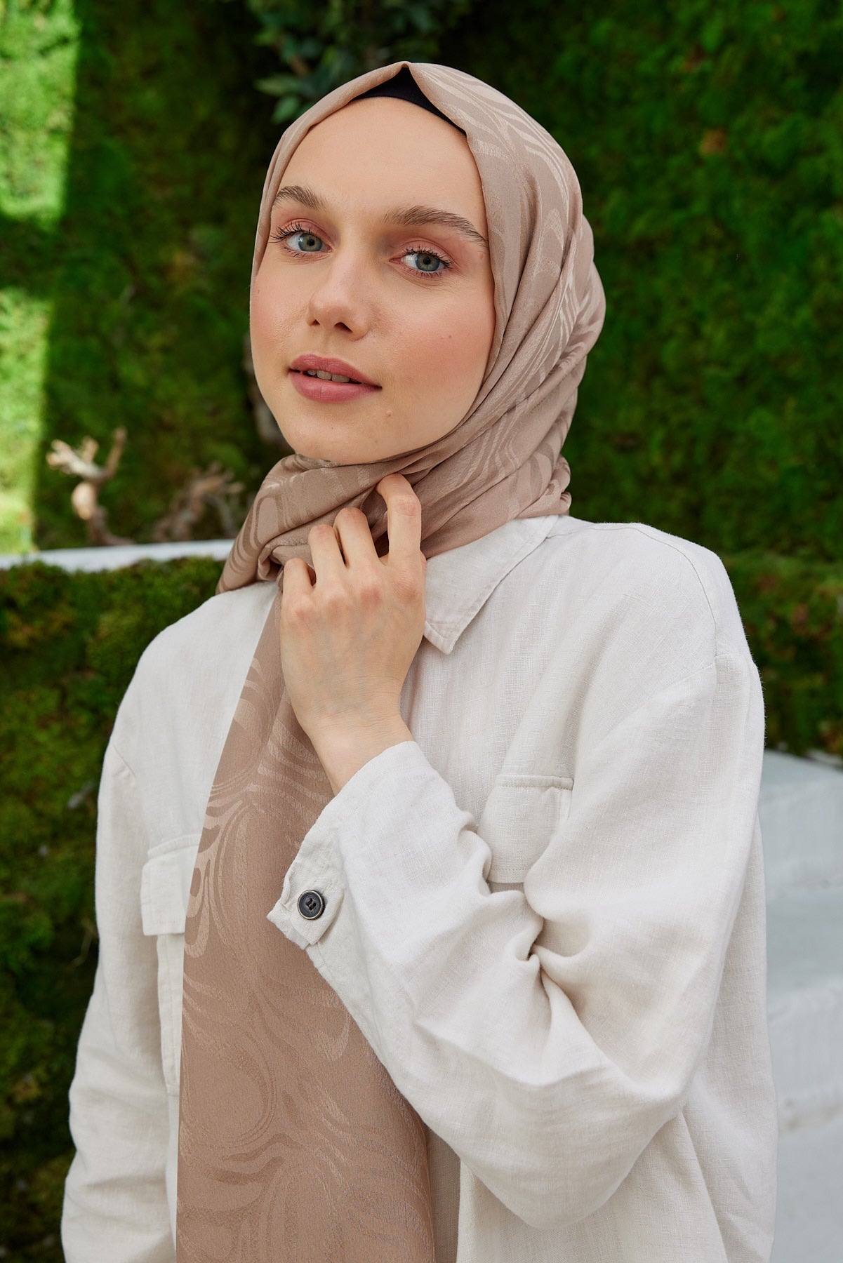 Jakar Janjan Dalga Desen Şal - Vizon