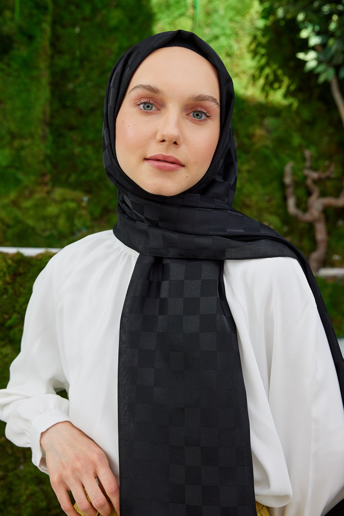 Jakar Janjan Dama Desen Şal - Siyah