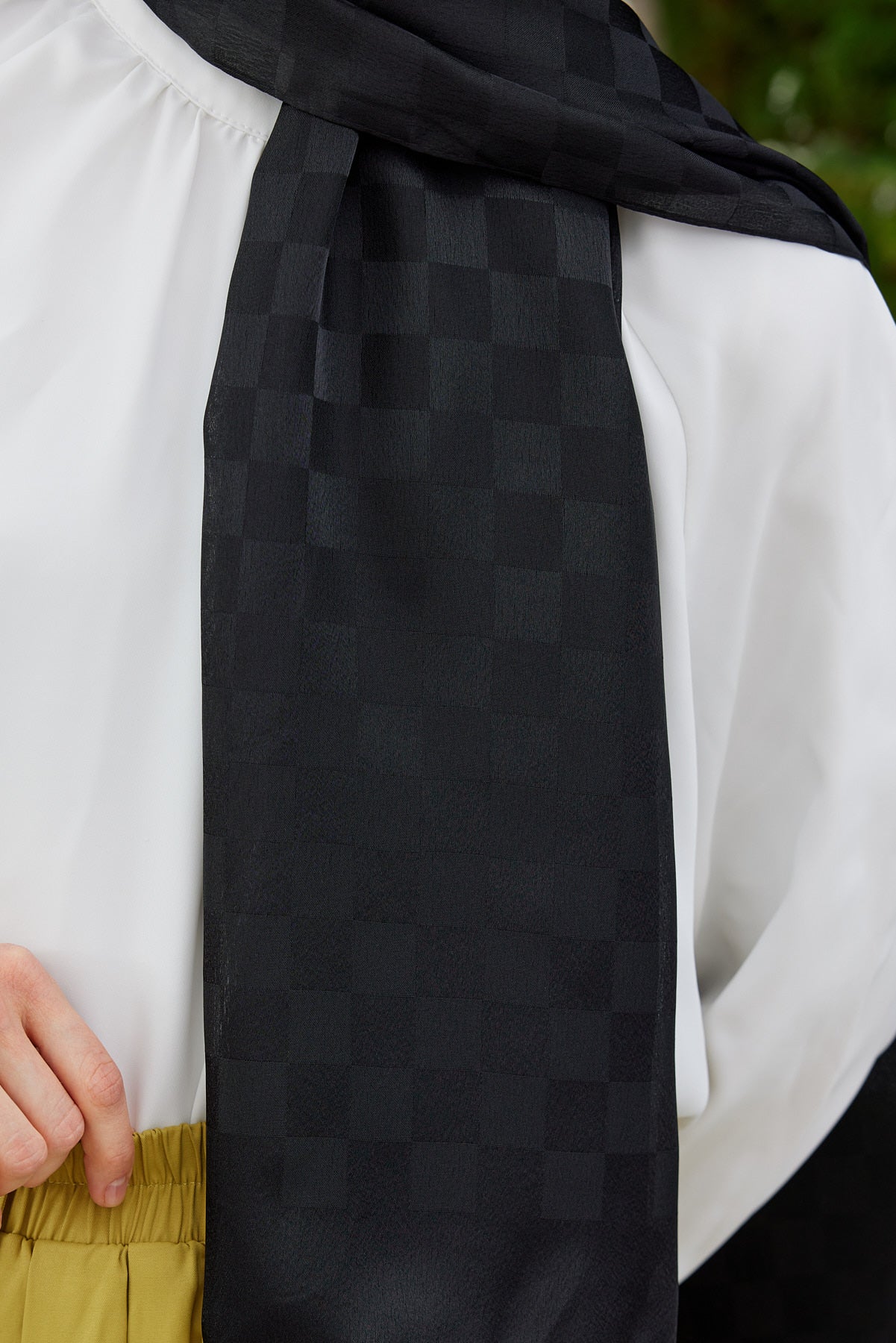 Jakar Janjan Dama Desen Şal - Siyah