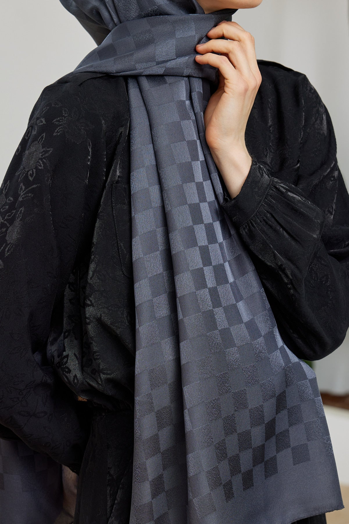 Jakar Janjan Dama Desen Şal - Antrasit