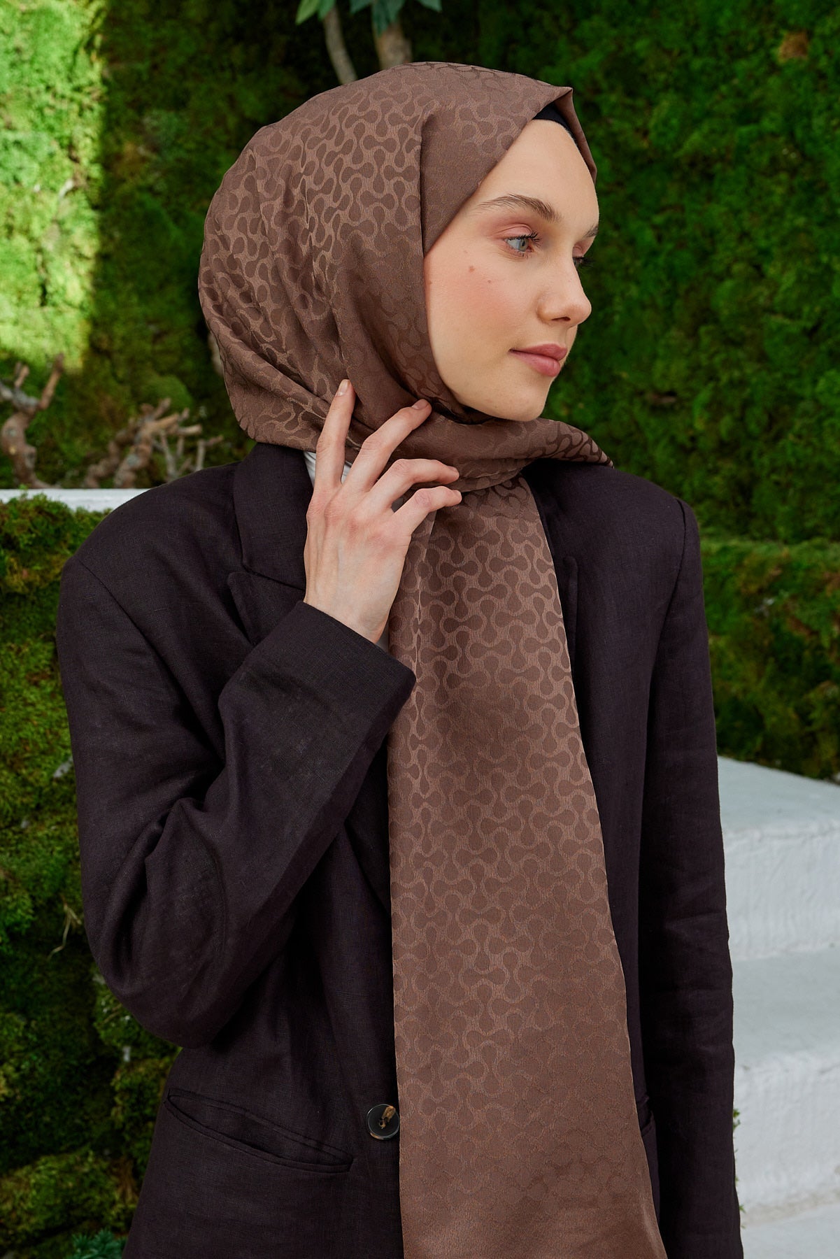 Jakar Janjan Koza Desen Şal - Kahverengi