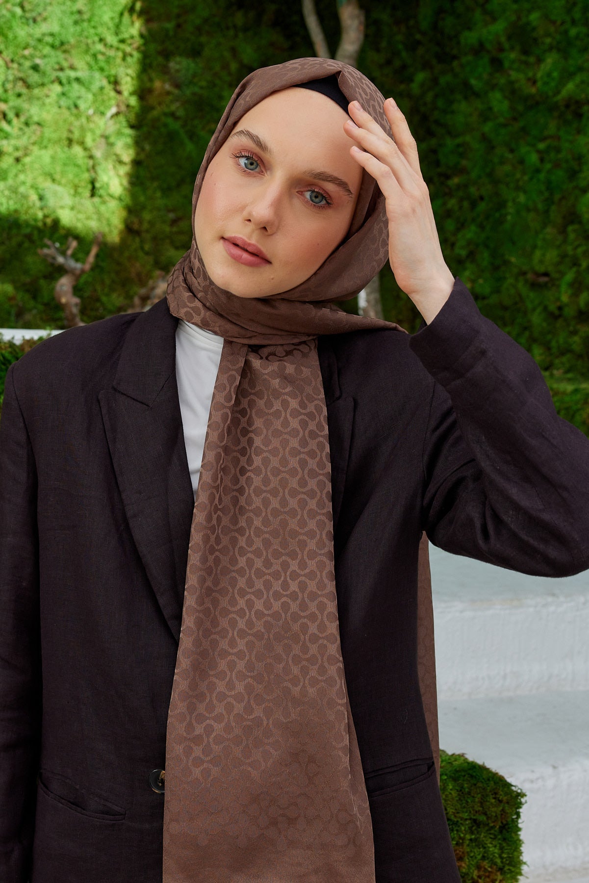 Jakar Janjan Koza Desen Şal - Kahverengi