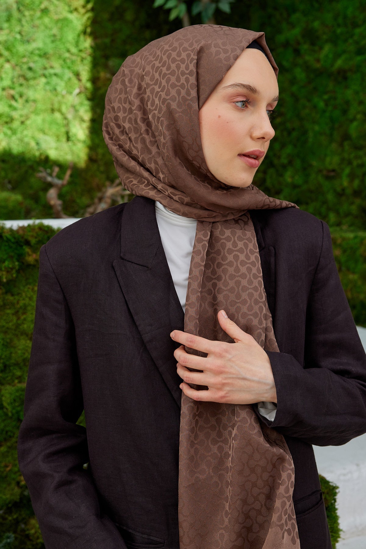 Jakar Janjan Koza Desen Şal - Kahverengi