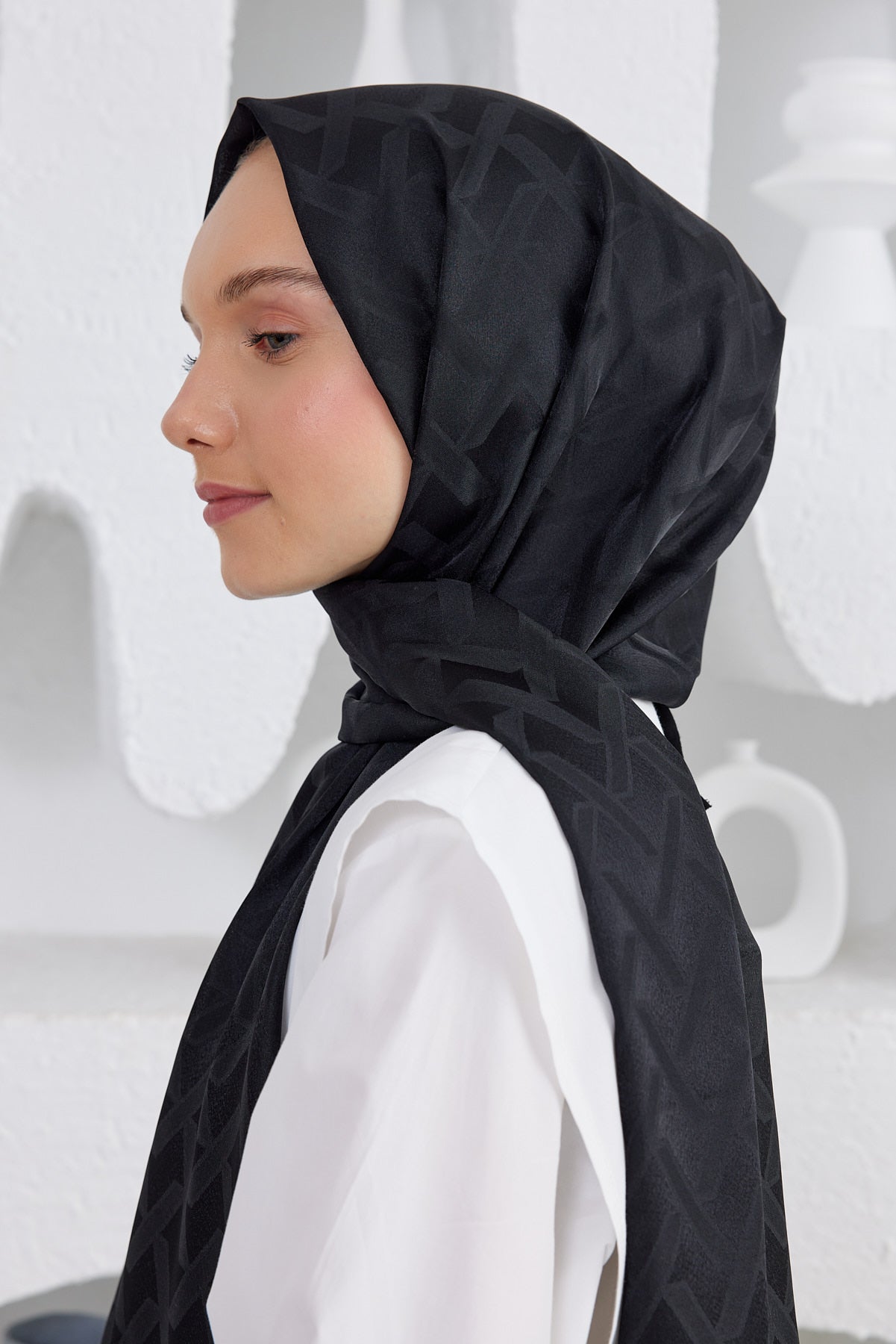 Jakar Janjan Line Desen Şal - Siyah